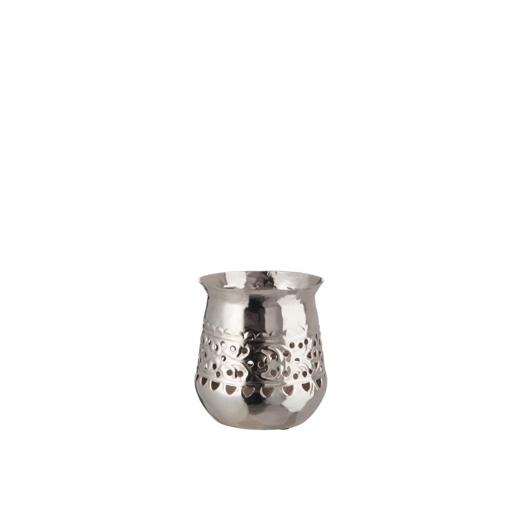 J-Line windlicht Oosters Rond - ijzer - zilver - small