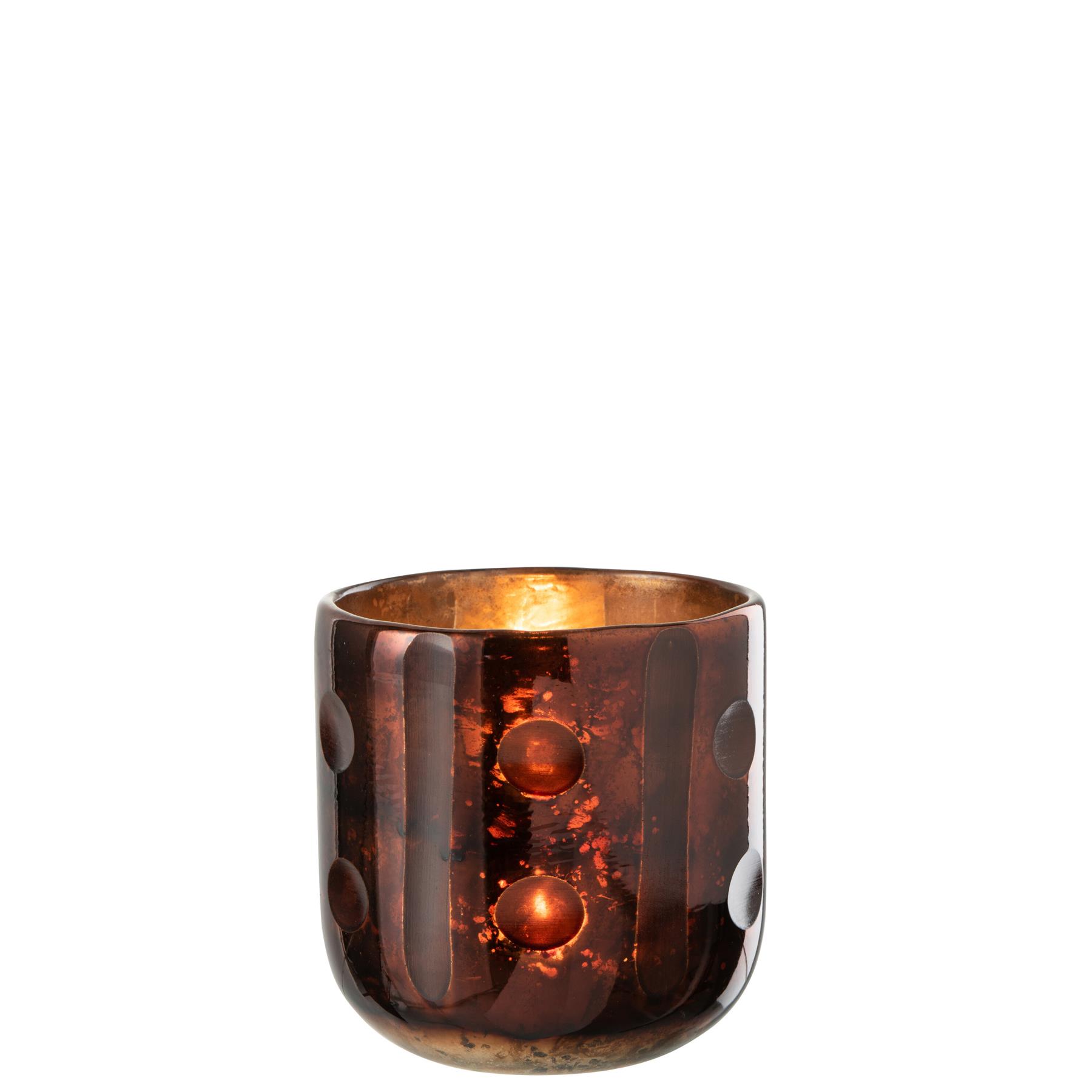 J-Line windlicht Coconut Cylinder - glas - bruin
