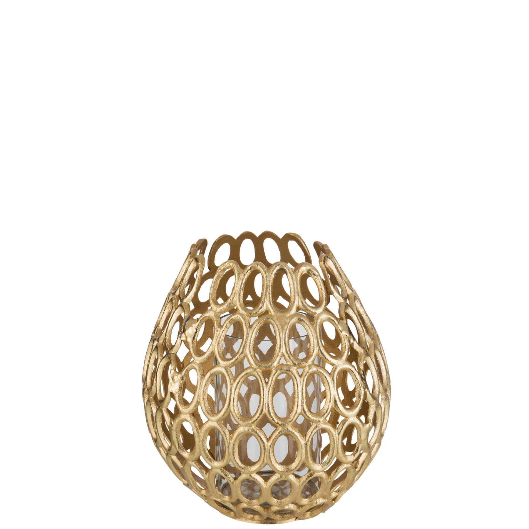 J-Line windlicht Eva Ringen - aluminium - goud - small