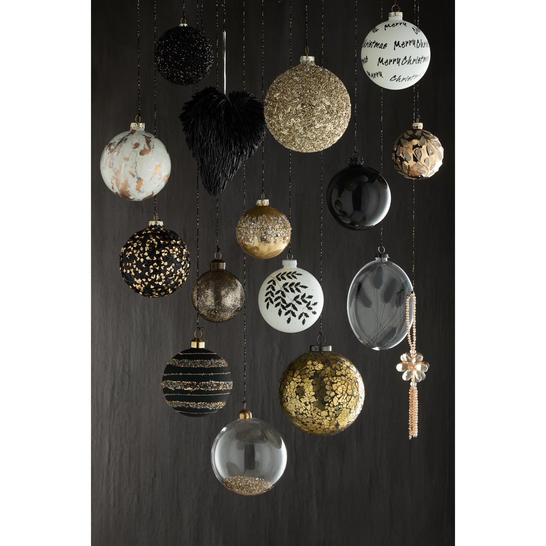 J-Line kerstbal Gebroken - glas - goud - large - 6 stuks