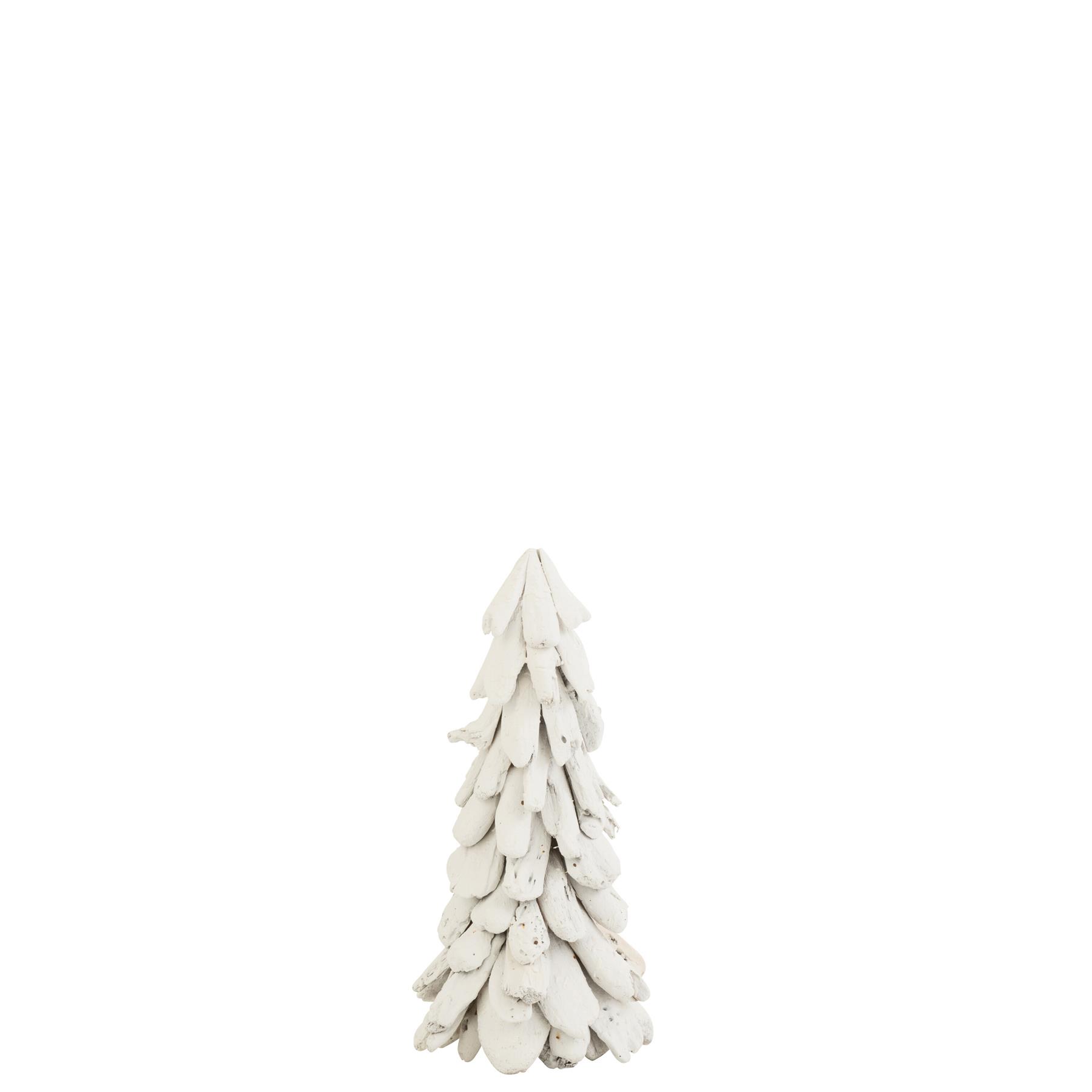J-Line decoratie Boom Sneeuw - hout - wit - medium