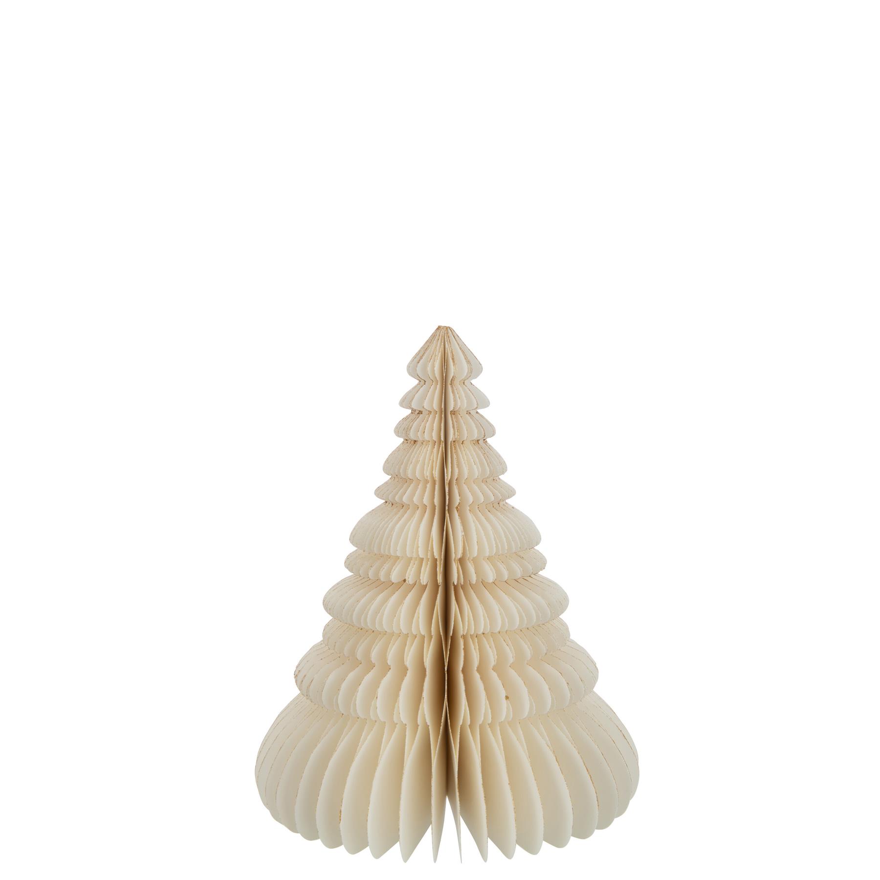 J-Line decoratie Kerstboom Vouwbaar - papier - creme|wit - large
