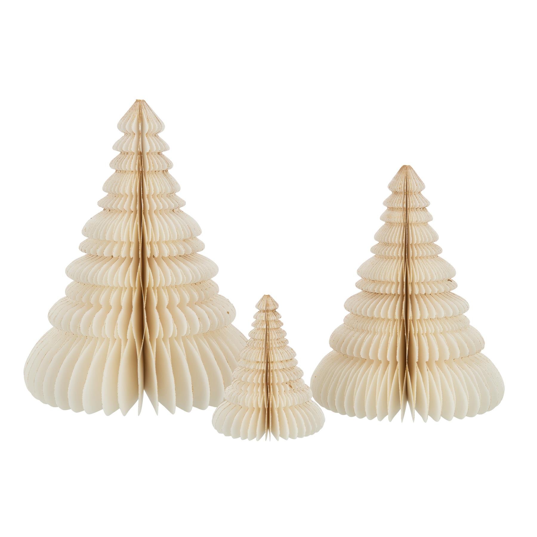 J-Line decoratie Kerstboom Vouwbaar - papier - creme|wit - large