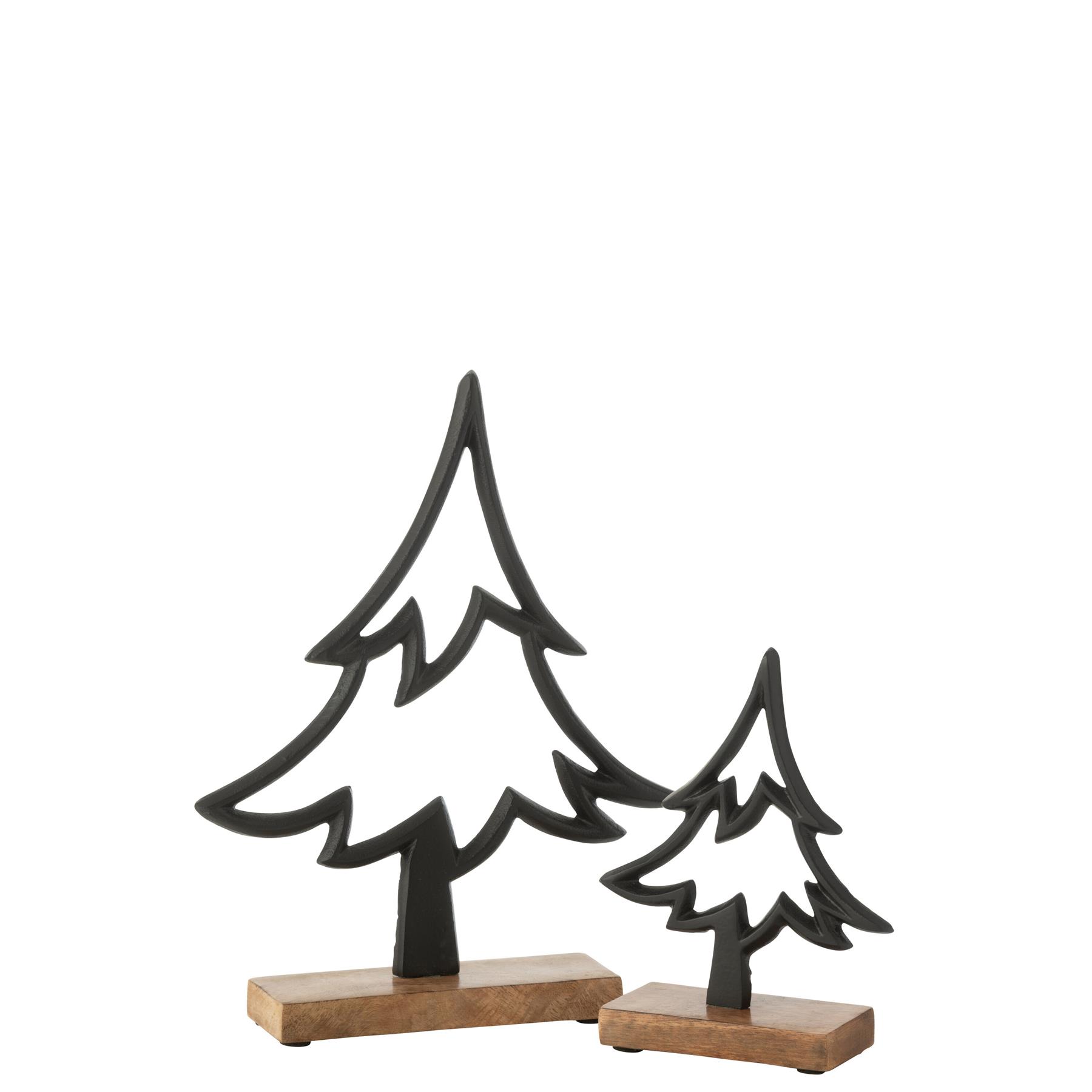 J-Line decoratie Denneboom Op Voet  - aluminium|hout - zwart - large