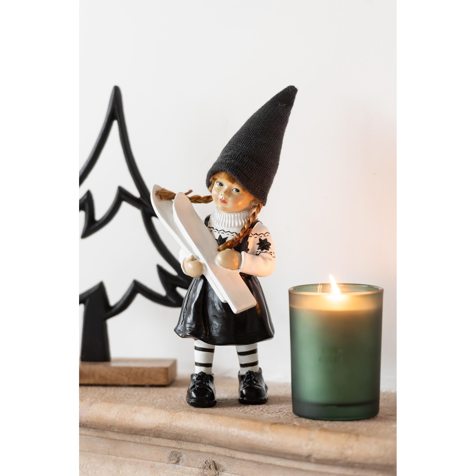 J-Line decoratie Denneboom Op Voet  - aluminium|hout - zwart - large