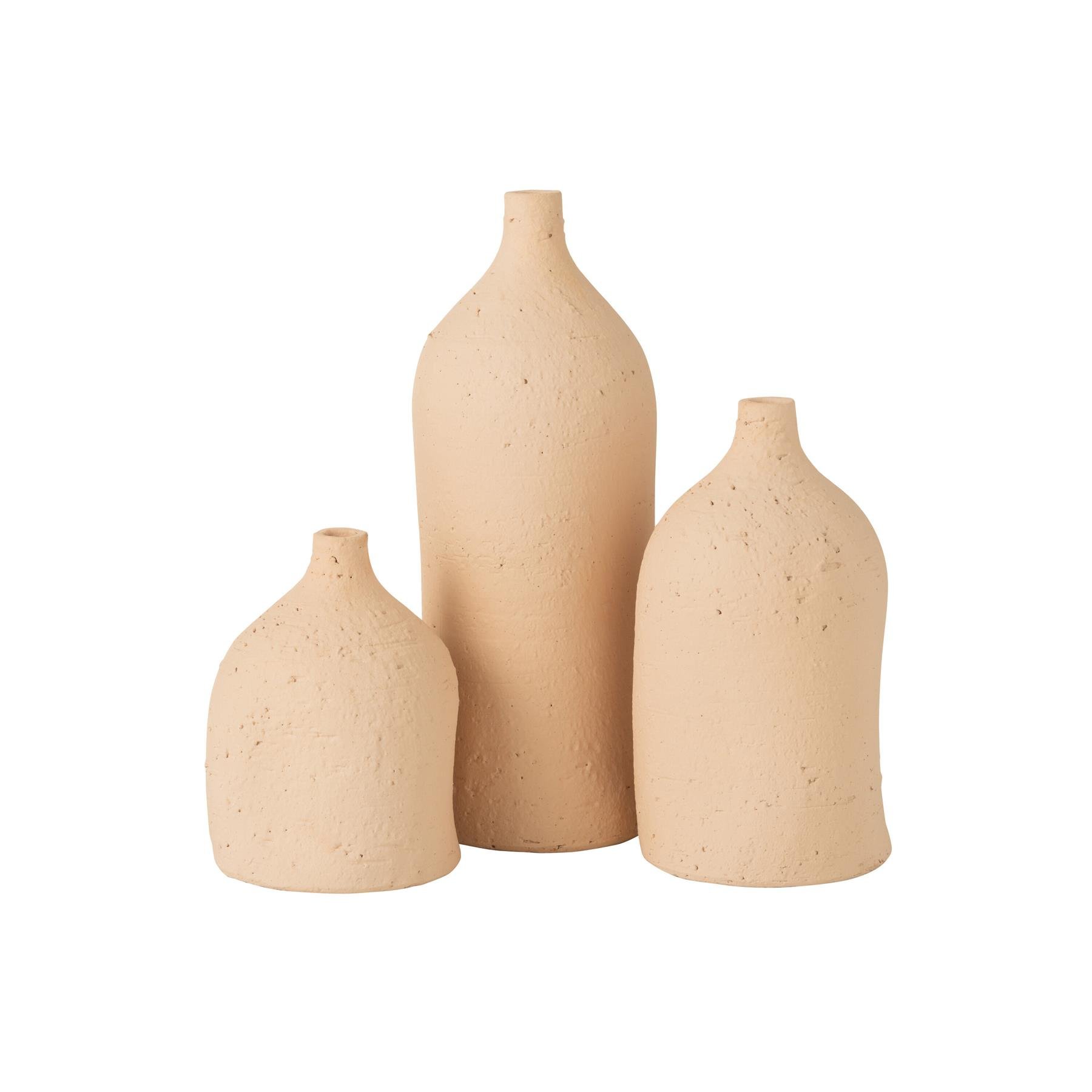 J-Line vaas Enya Fles - keramiek - beige - large - 40 cm hoog