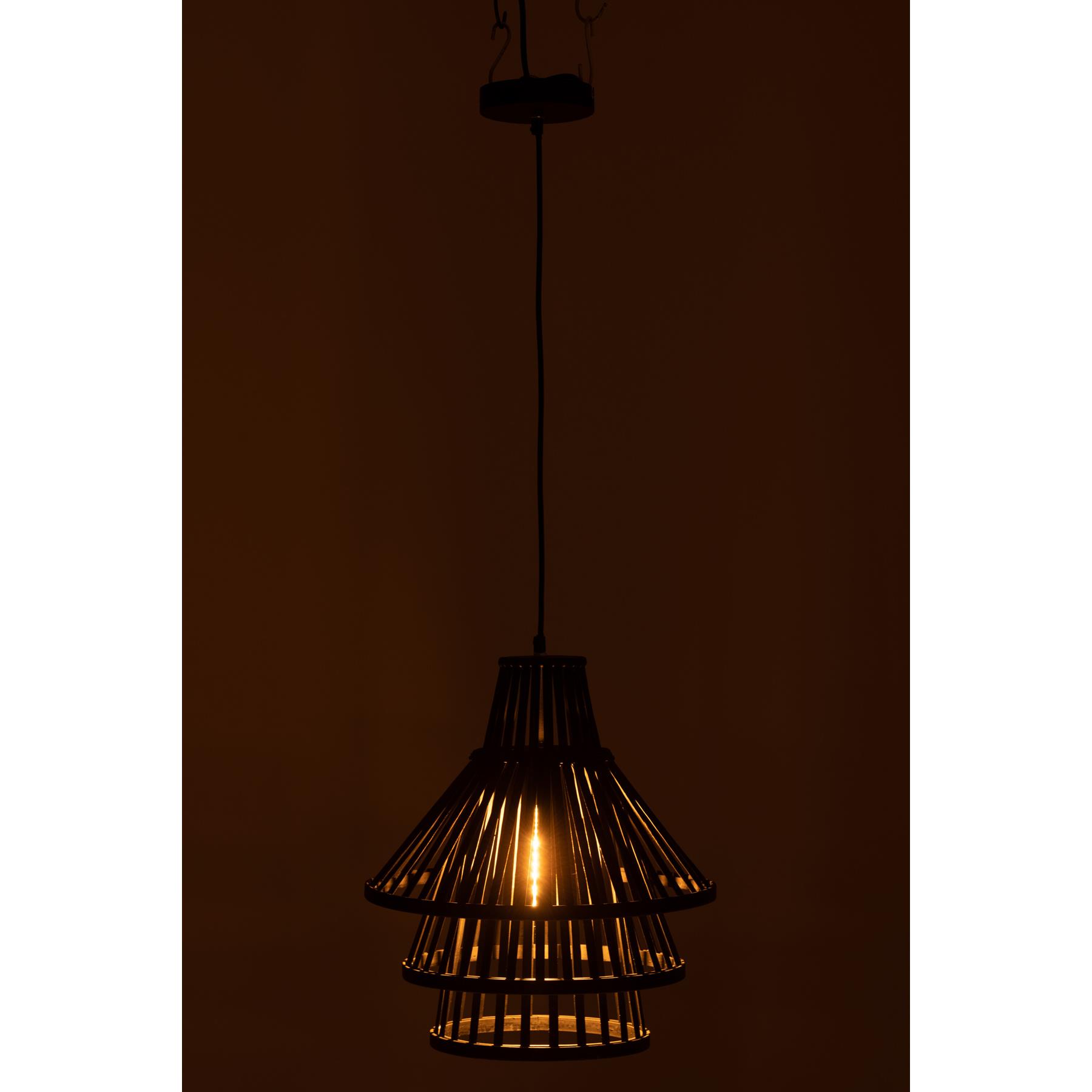 J-Line - Hanglamp Lagen Bamboo Zwart Medium - 30x30x160cm