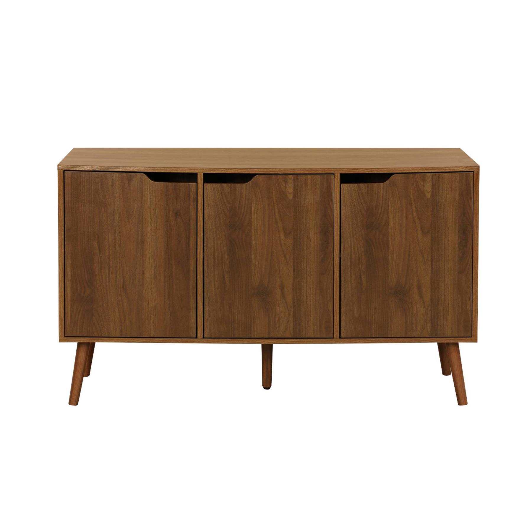 sweeek - Opbergkast in houtdecor met 3 deuren en 3 legplanken, 120cm