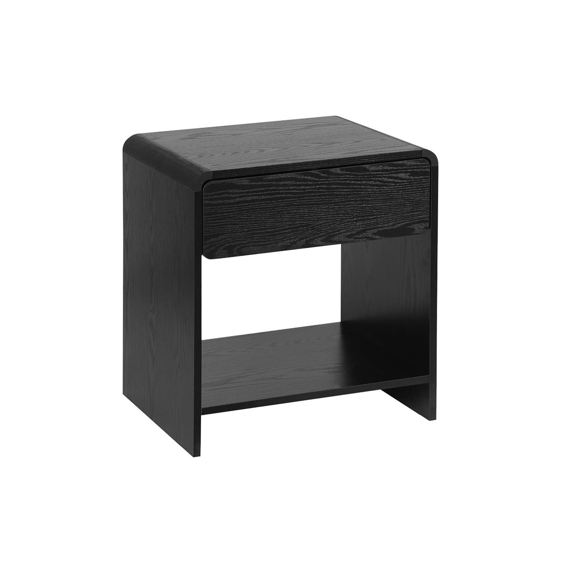 sweeek - Rond nachtkastje in houtdecor, 1 lade en 1 plank