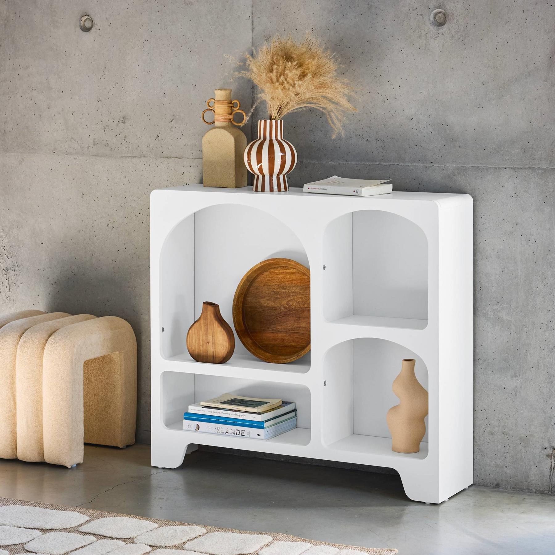 sweeek - Wit 4-vaks organisch dressoir, 90cm