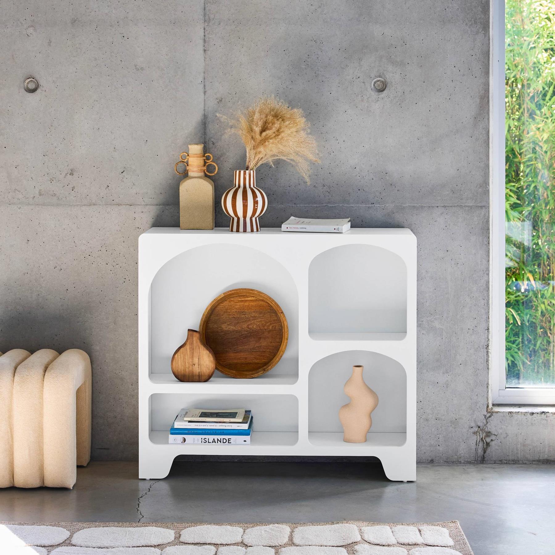 sweeek - Wit 4-vaks organisch dressoir, 90cm