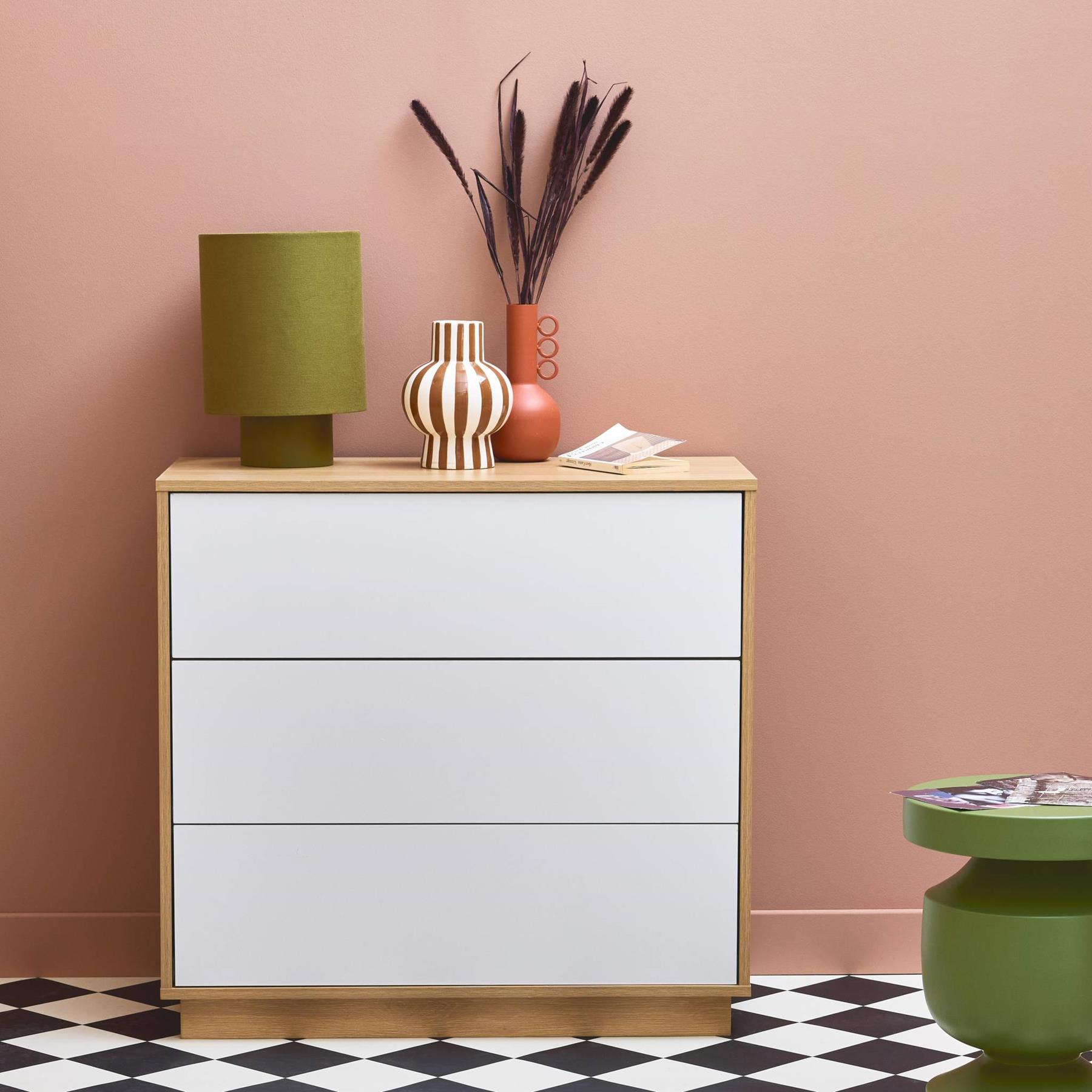 sweeek - Commode met 3 lades in bicolor houteffect