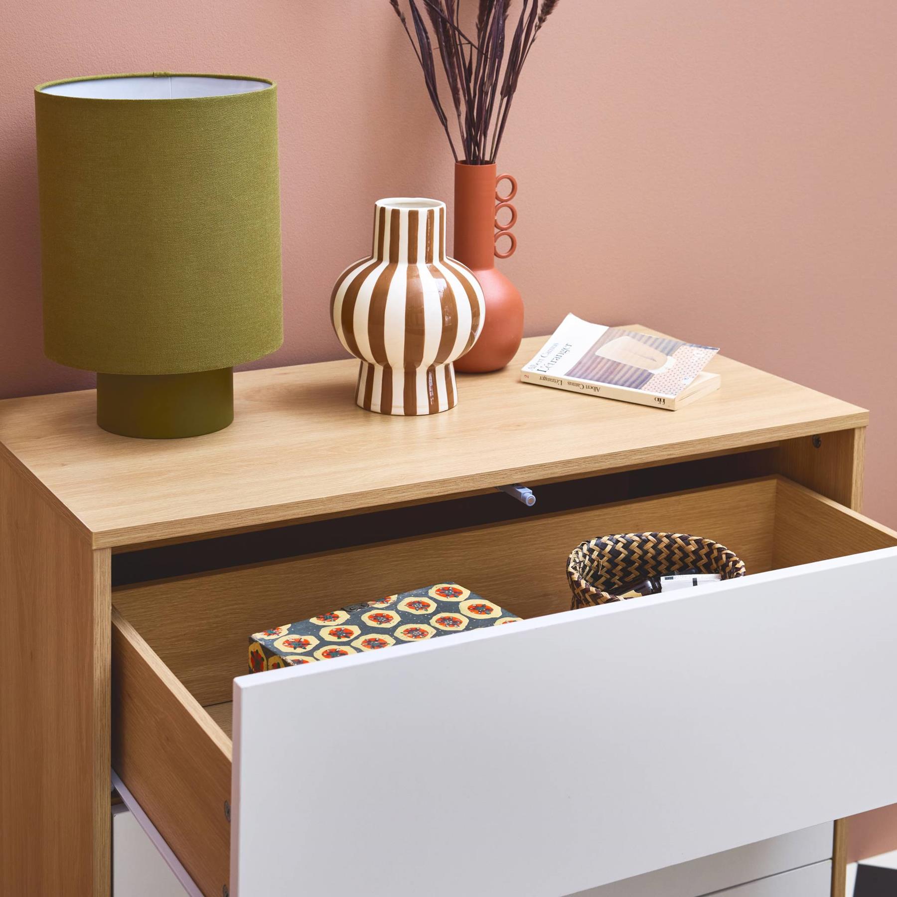 sweeek - Commode met 3 lades in bicolor houteffect