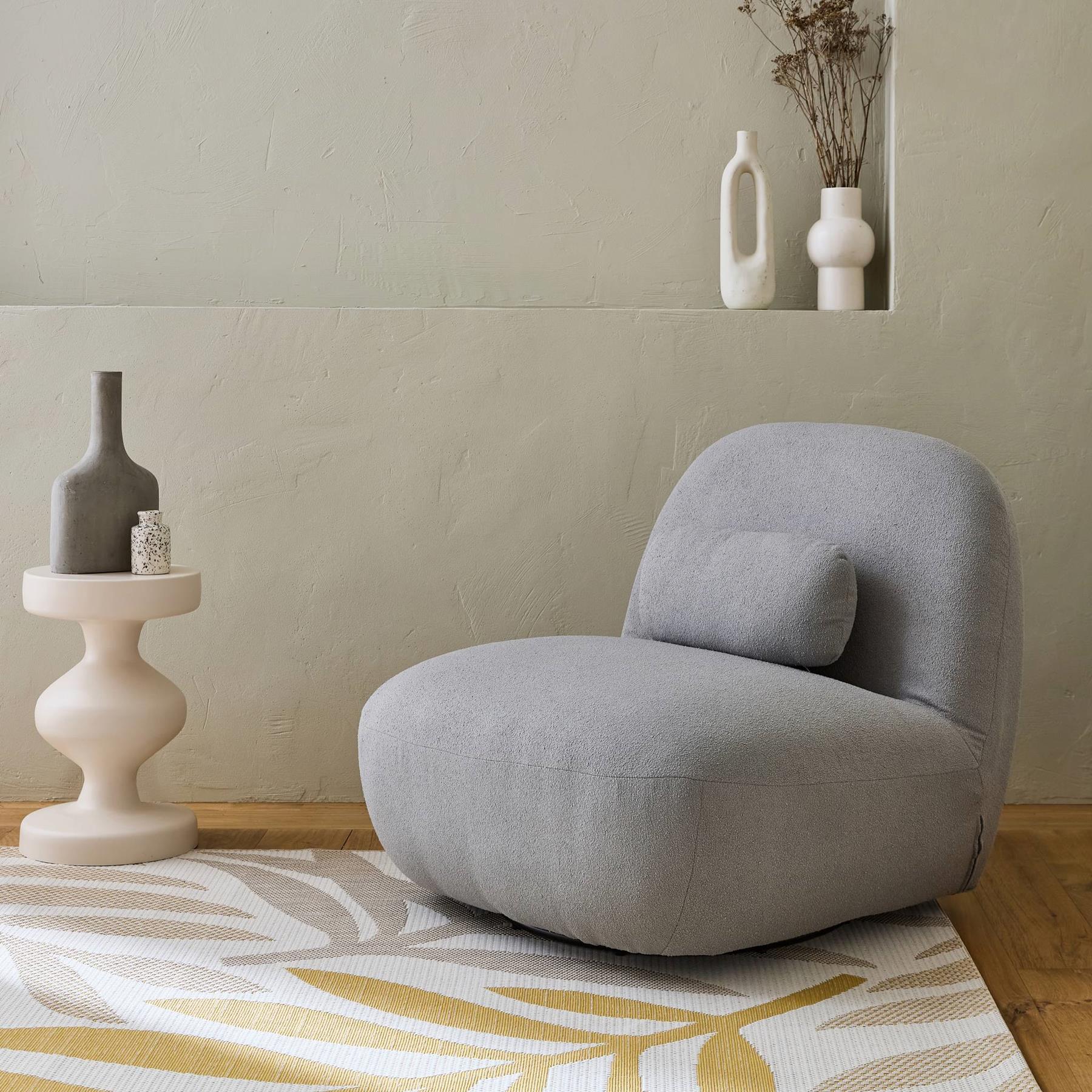 sweeek - Draaiende fauteuil 360° met gestructureerde bouclette en