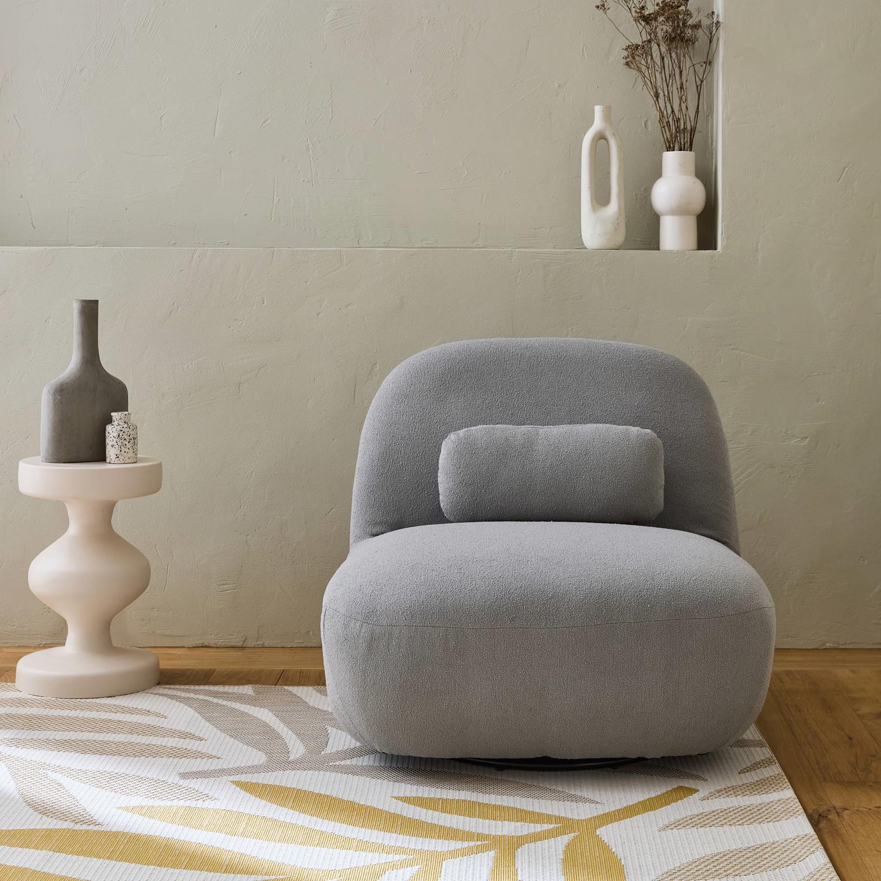 sweeek - Draaiende fauteuil 360° met gestructureerde bouclette en