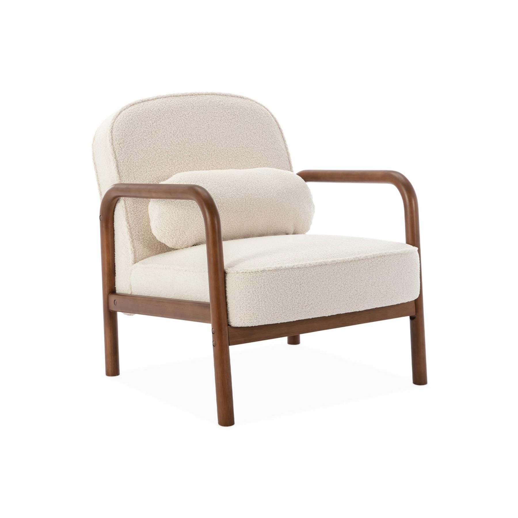 sweeek - Scandinavische fauteuil in licht walnoot gebeitst heveahout