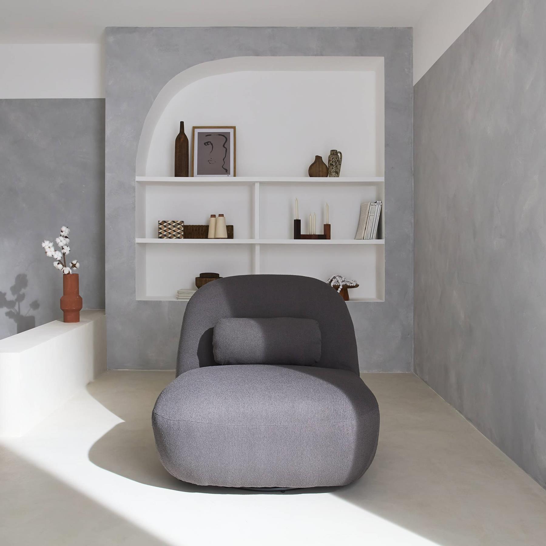 sweeek - Draaiende fauteuil 360° met gestructureerde bouclette en
