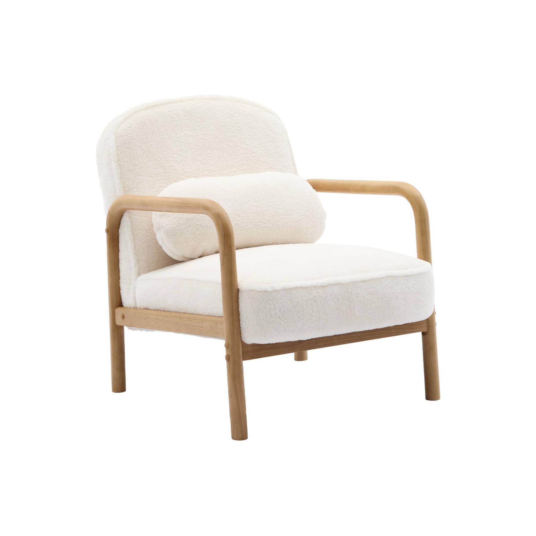 sweeek - Scandinavische ronde fauteuil in heveahout en stof met