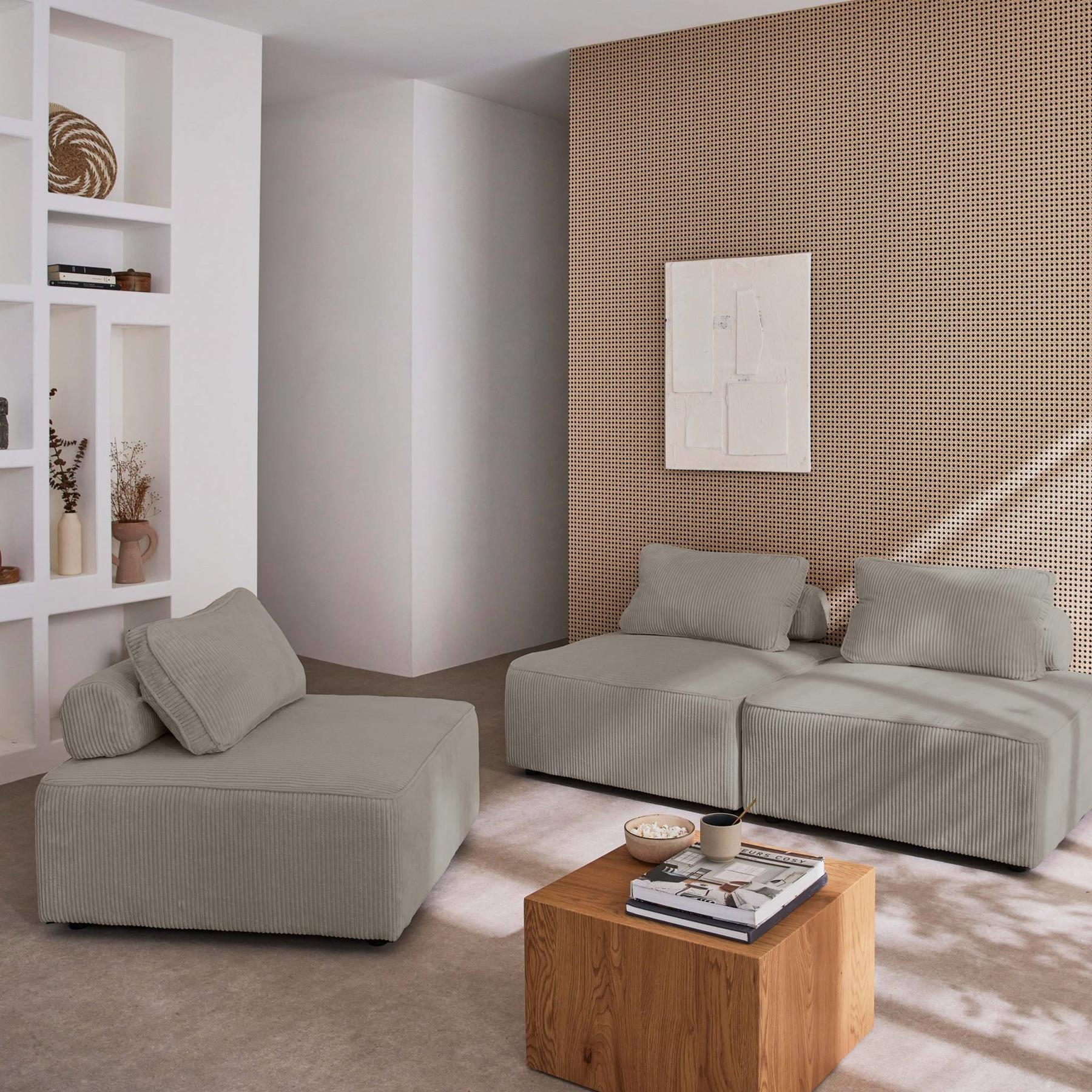 sweeek - Chaise voor modulaire bank in ribfluweel (set van 3)