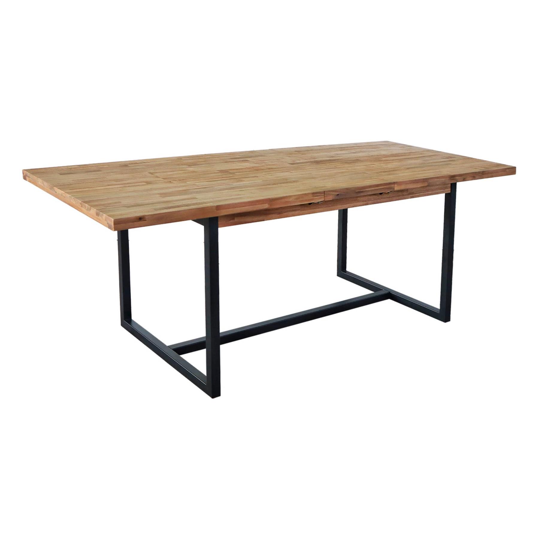 sweeek - Uitschuifbare eettafel 180-200cm, acaciahout en metaal,