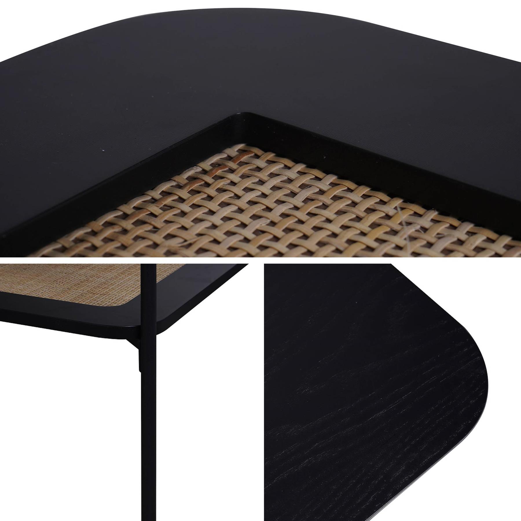 sweeek - Vierkante salontafel met houtlook en vlechtwerk, dubbele
