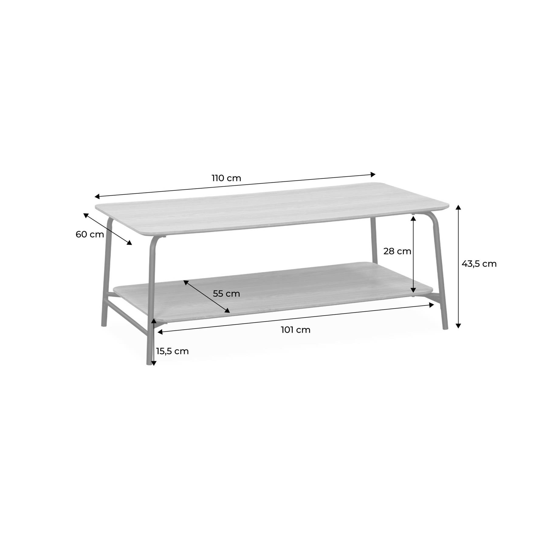 sweeek - Houten en zwart metalen salontafel 1 plank
