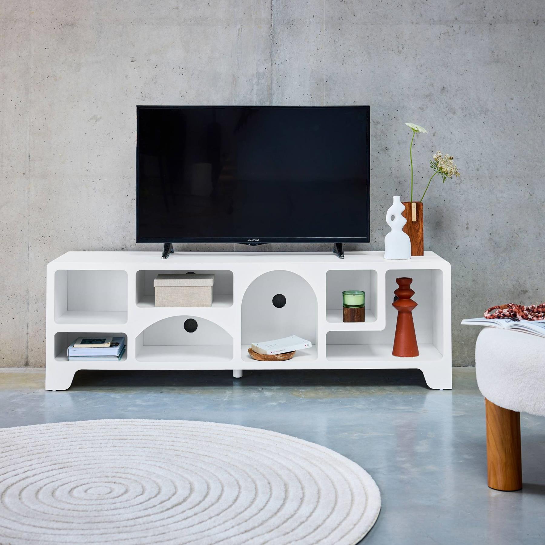 sweeek - Wit hout effect organisch tv-meubel, 160cm