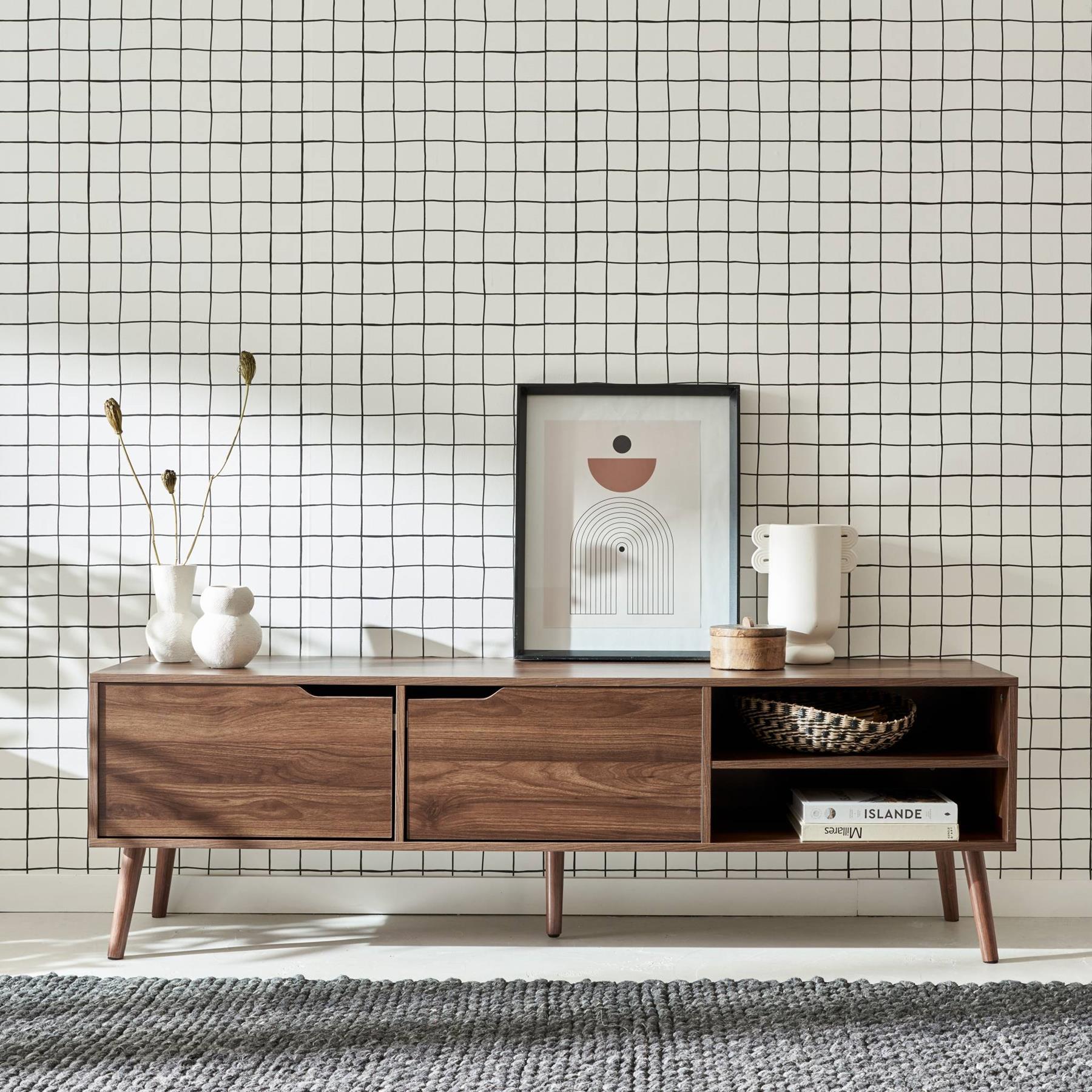 sweeek - TV-meubel, notenhout decor, 2 deuren, 160cm