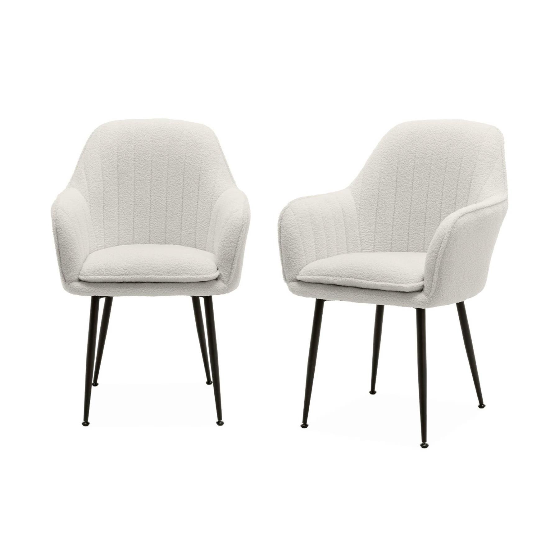 sweeek - Bouclé fauteuil met metalen poten (set van 2)
