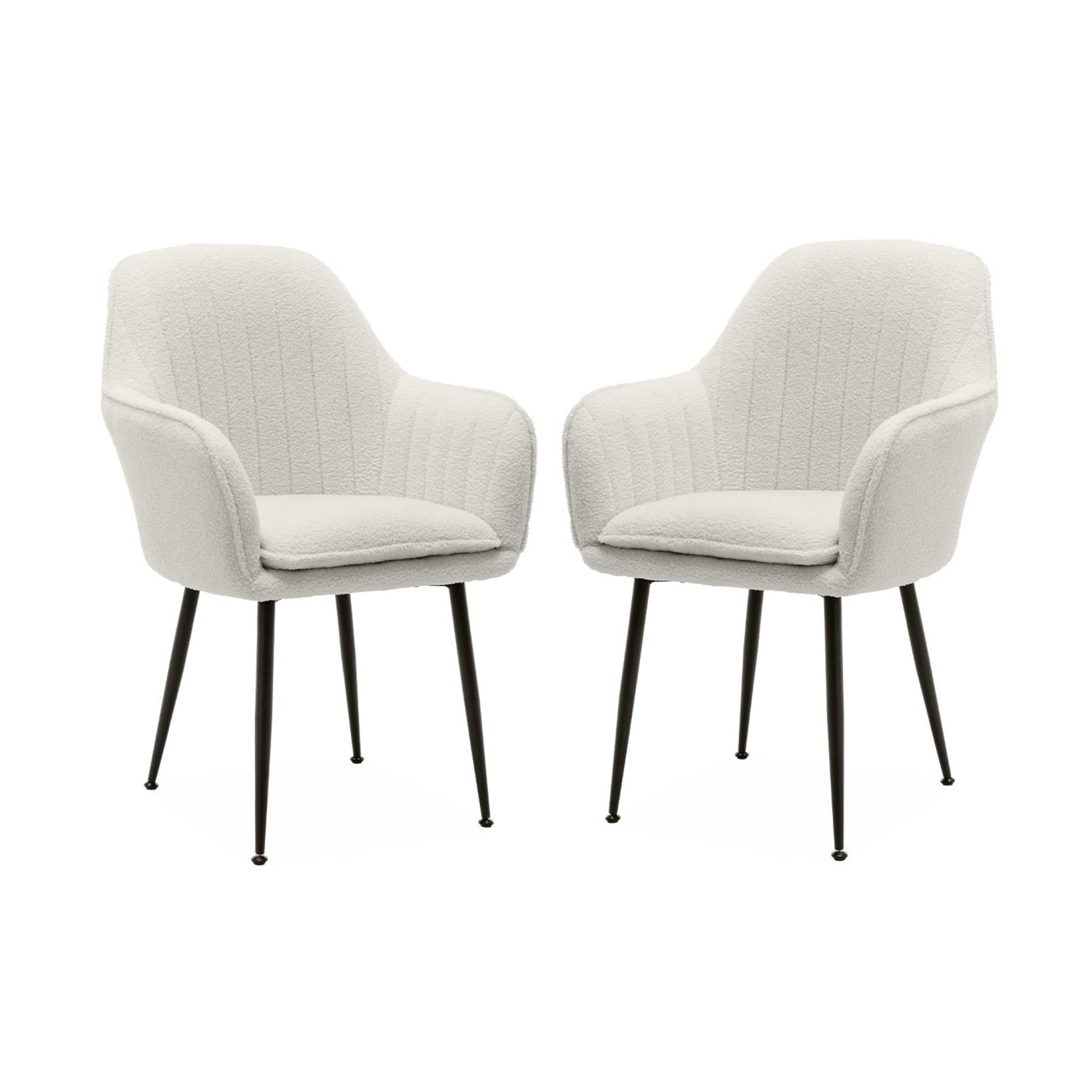 sweeek - Bouclé fauteuil met metalen poten (set van 2)