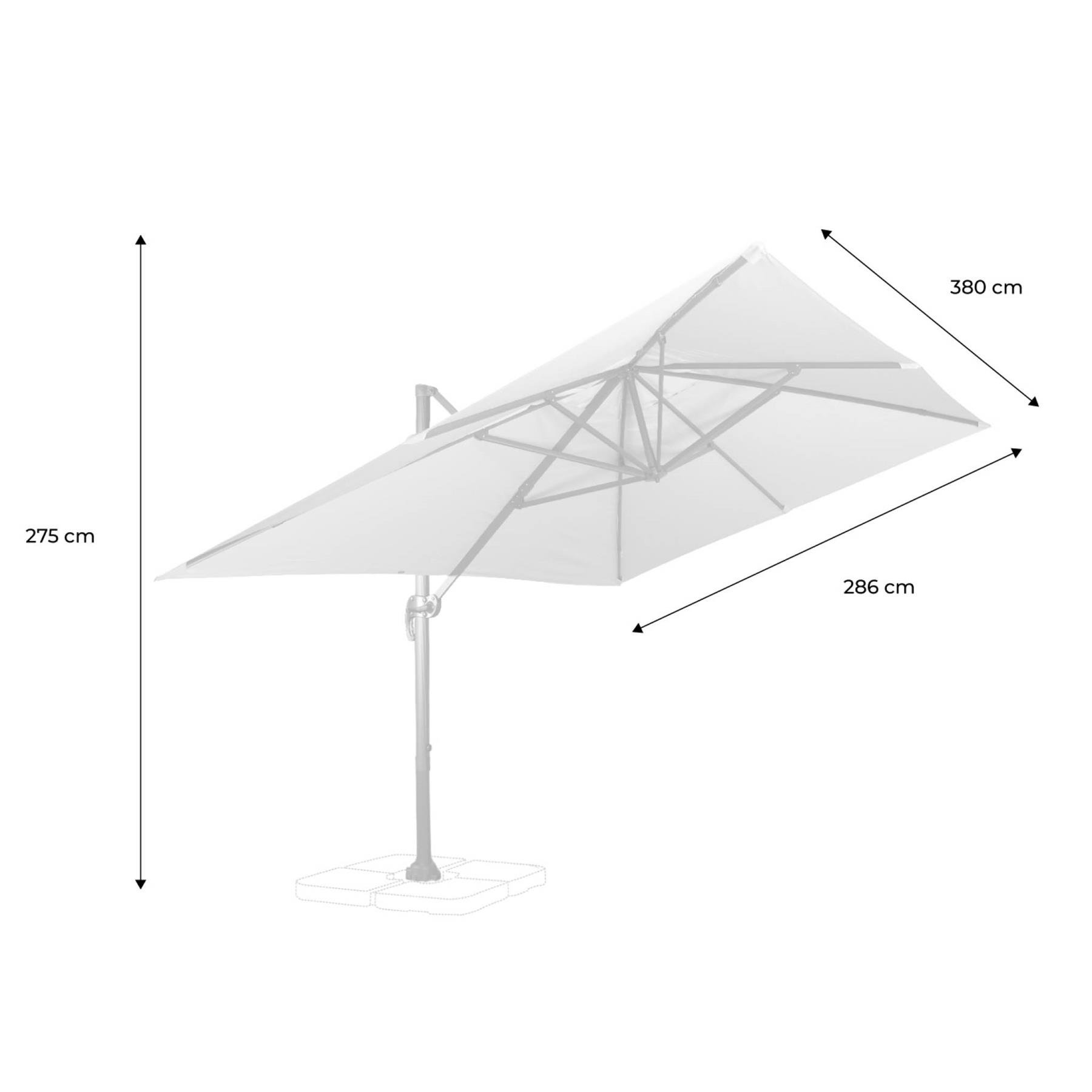 sweeek - Rechthoekige parasol 3x4m, paal met houteffect