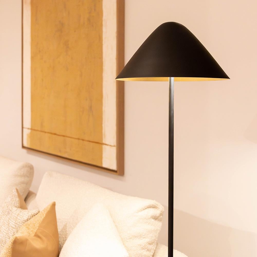 Atmooz Elan - Vloerlamp - Zwart & Goud - Paddestoelvormig - 35x35x150cm