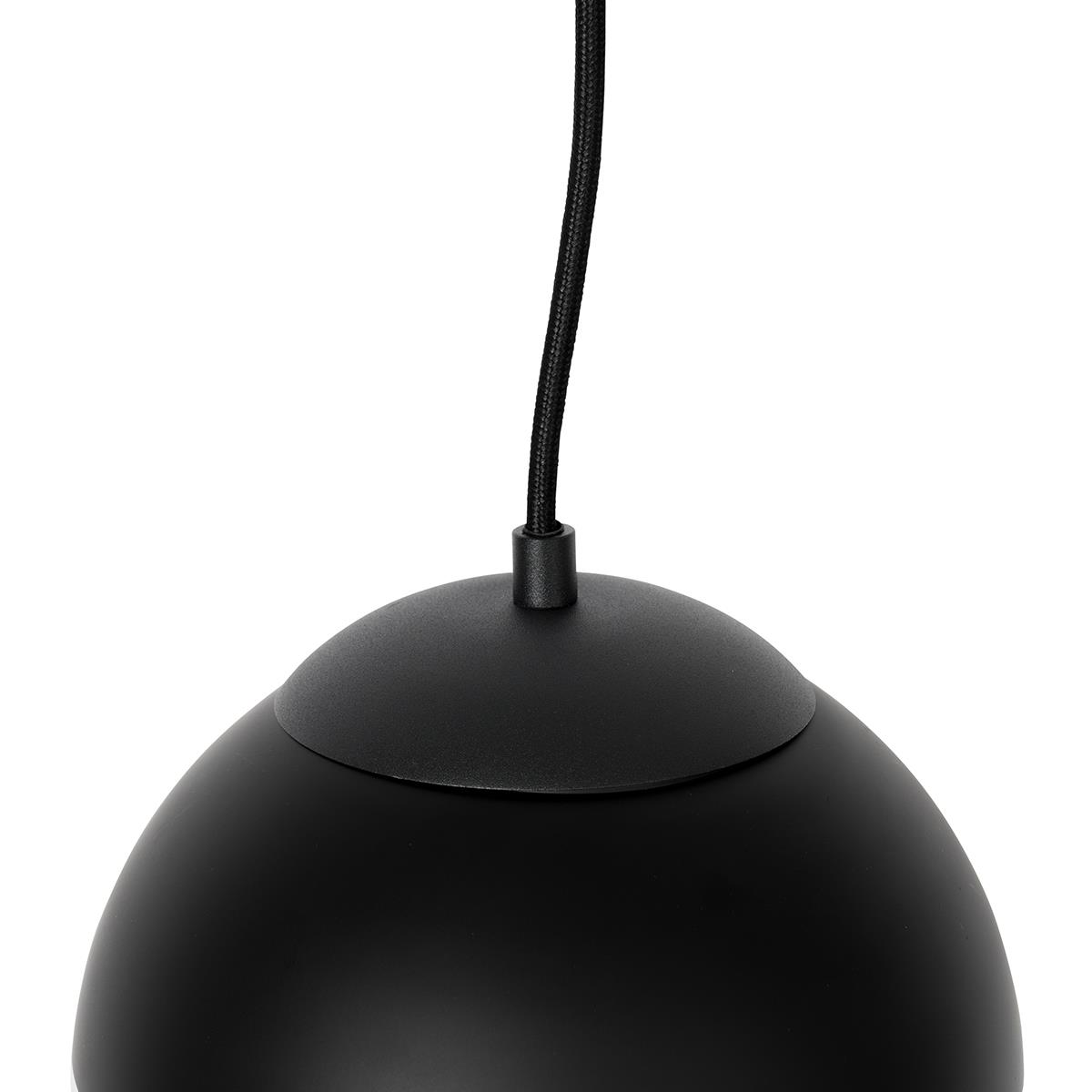 QAZQA Retro hanglamp zwart met helder glas rond 3-lichts - Eclipse