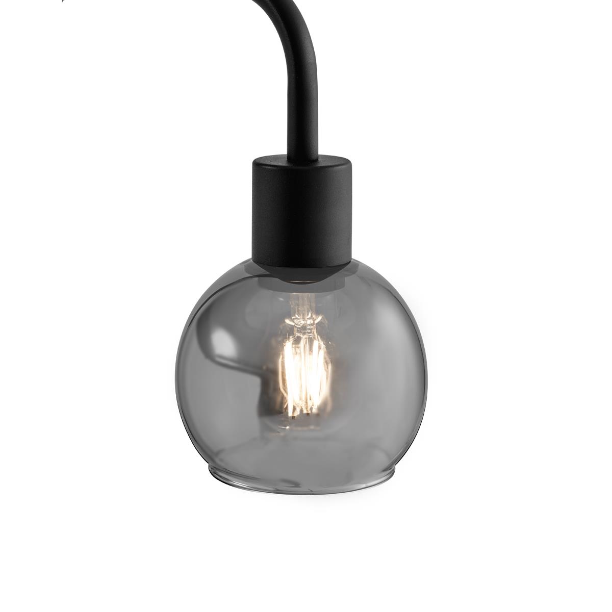QAZQA Art Deco vloerlamp zwart met smoke glas - Vidro