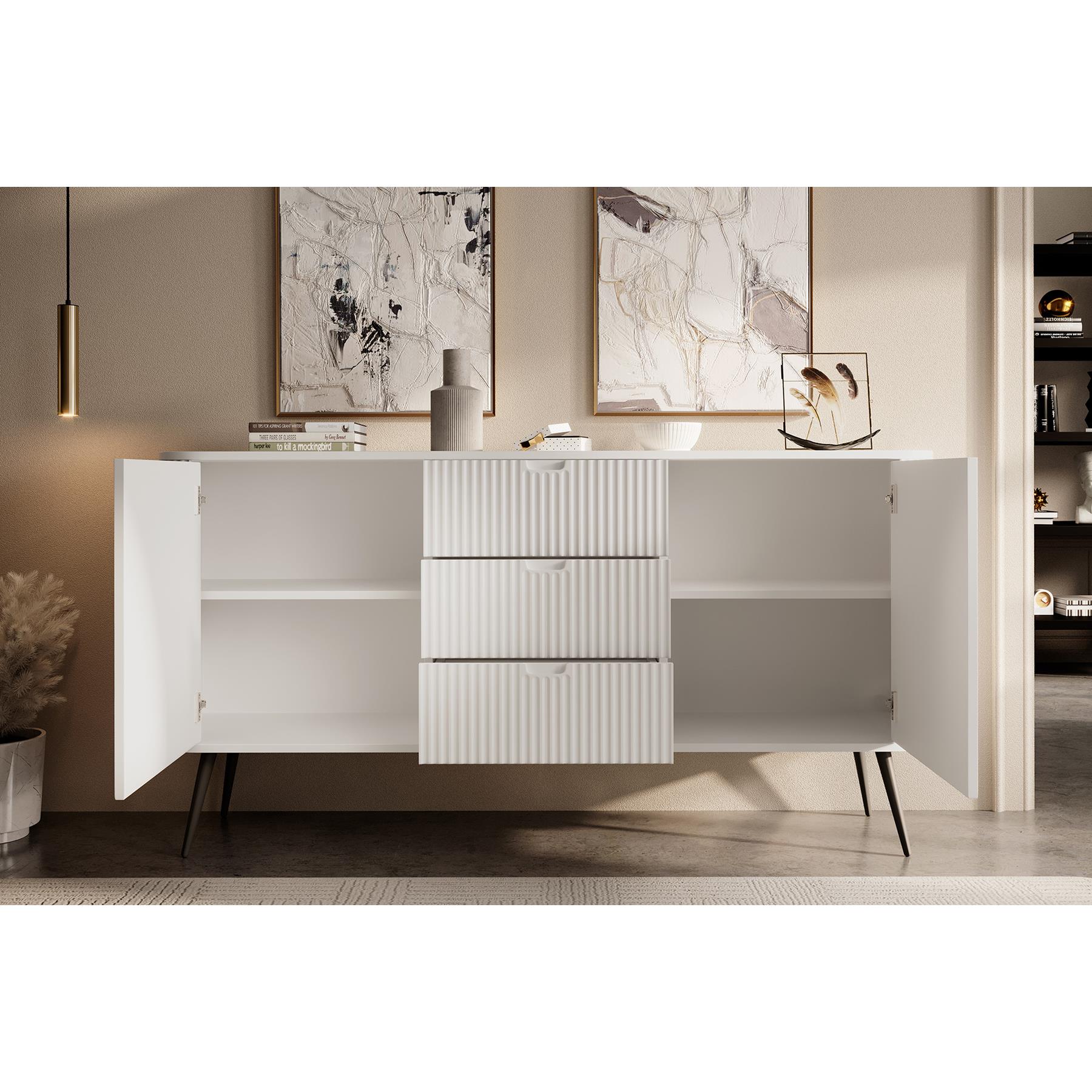 Meubella Dressoir Zakari - Wit - 168 cm