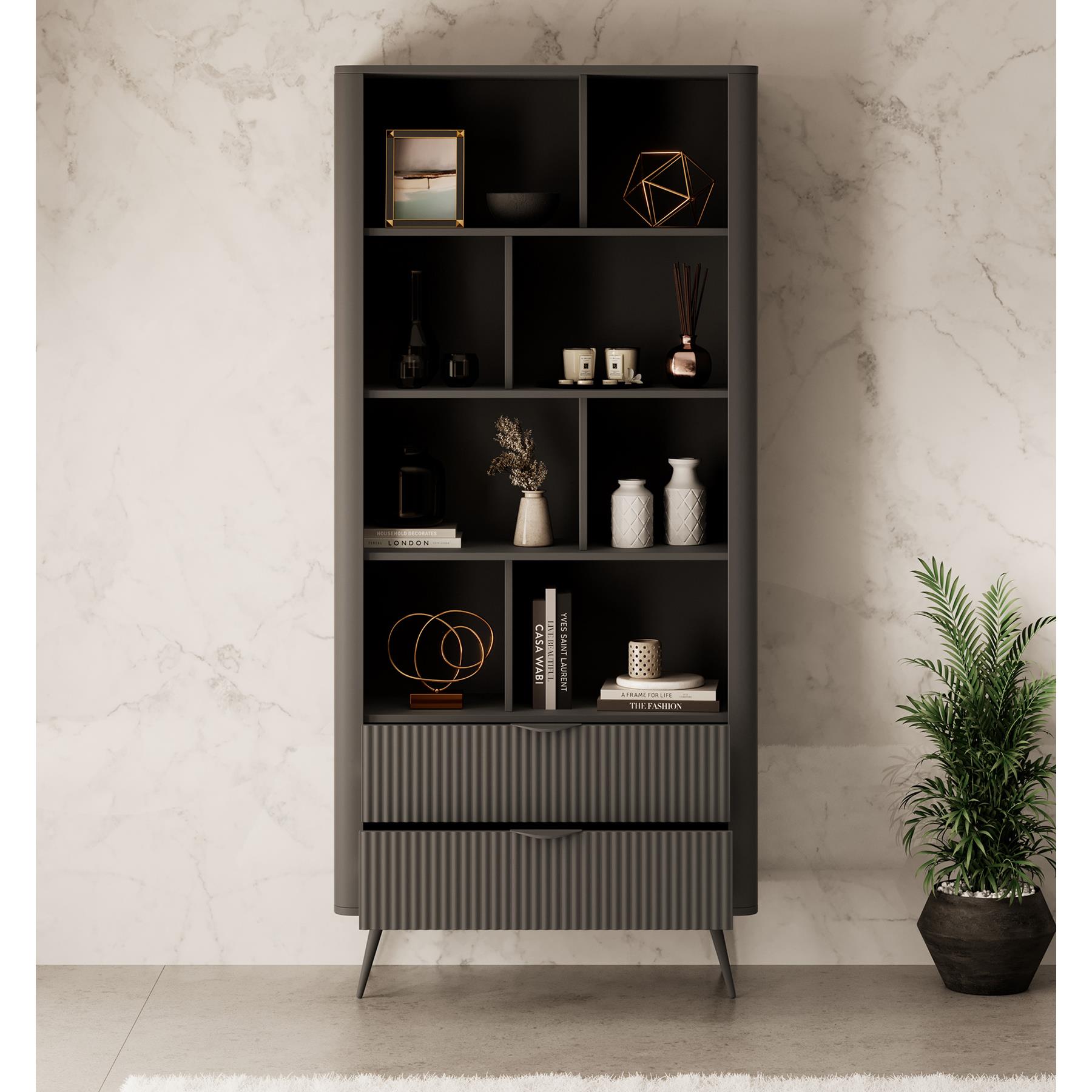 Meubella Boekenkast Lima - Zwart - 88 cm