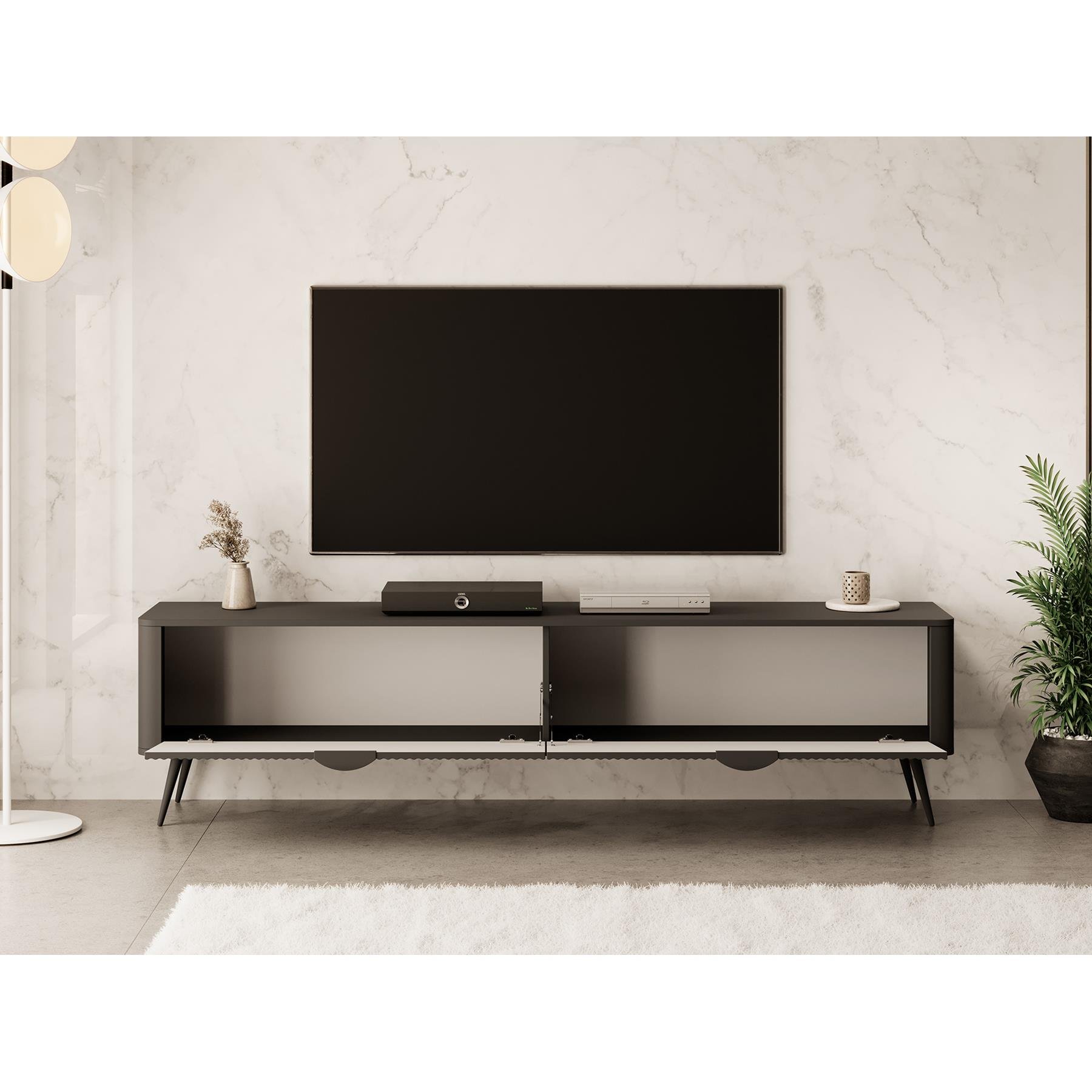 Meubella TV-Meubel Lima - Zwart - 200 cm