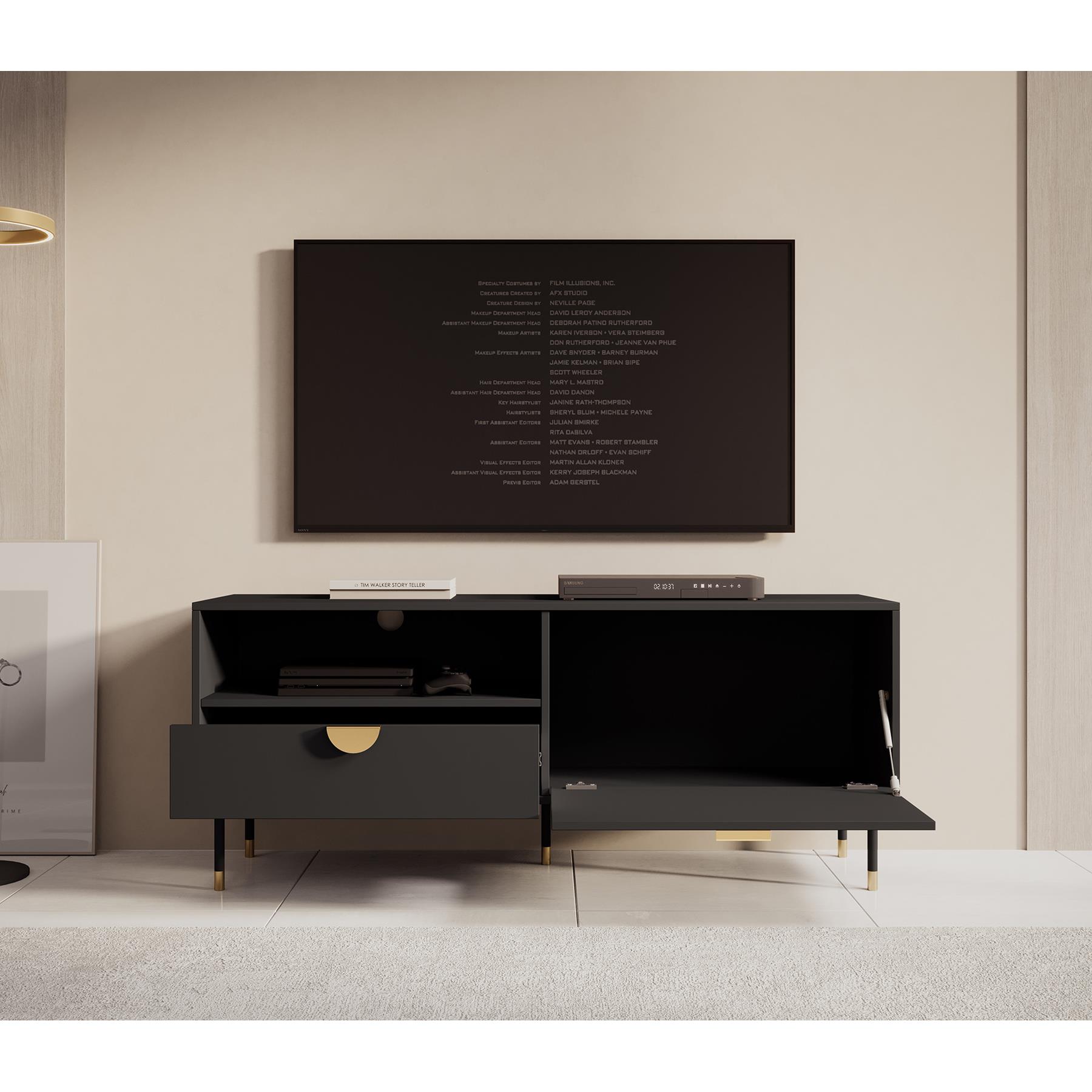 Meubella TV-Meubel Veerle - Zwart - 140 cm
