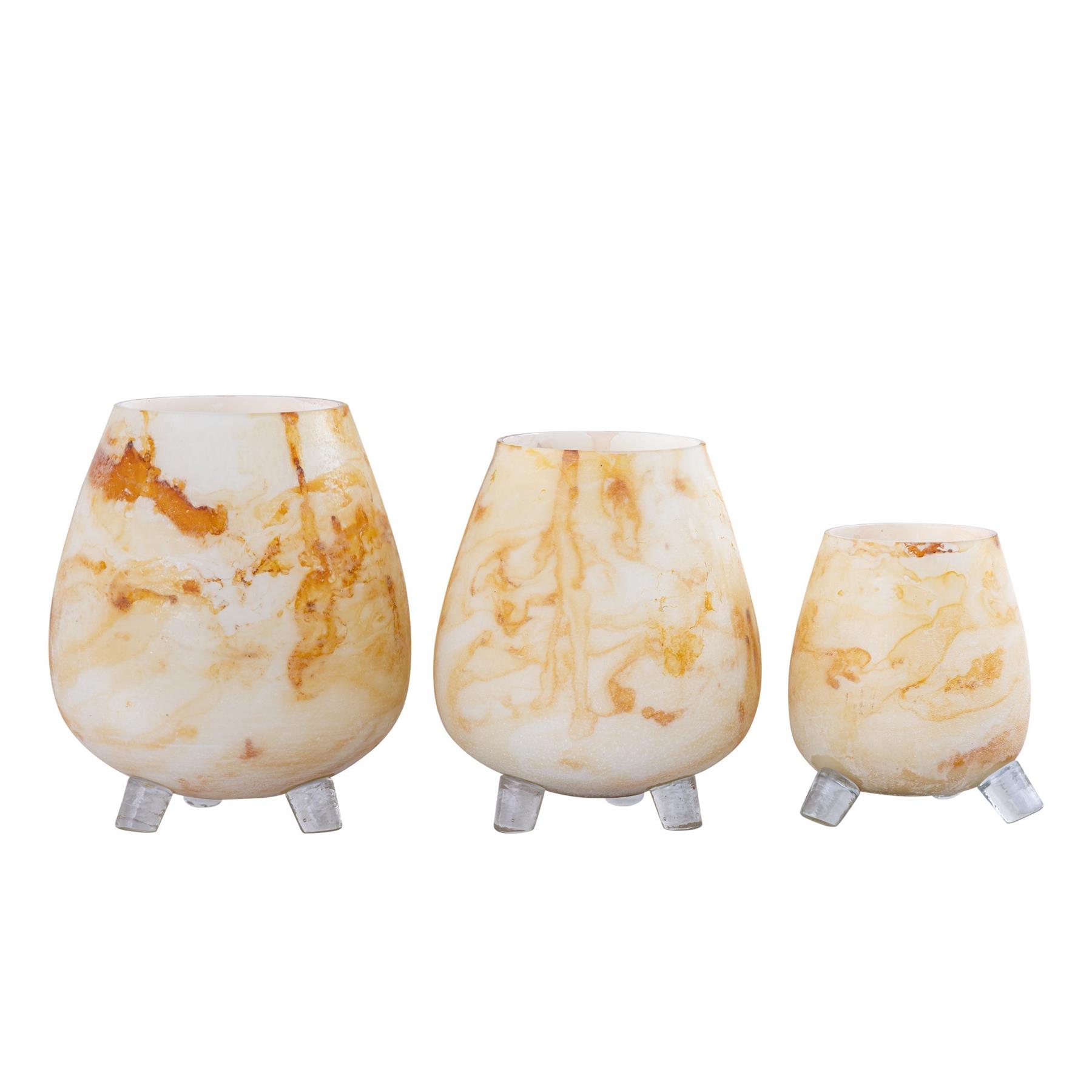 PTMD Windlicht Jamillia - 19x19x21 cm - Glas - Geel