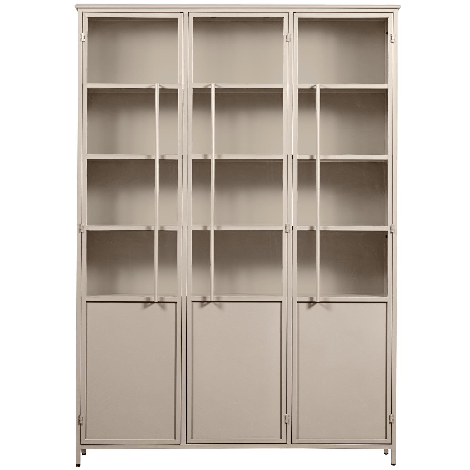 WOOOD 3-deurs vitrinekast XL Exhibit - Metaal - Zand - 200x142x44 cm