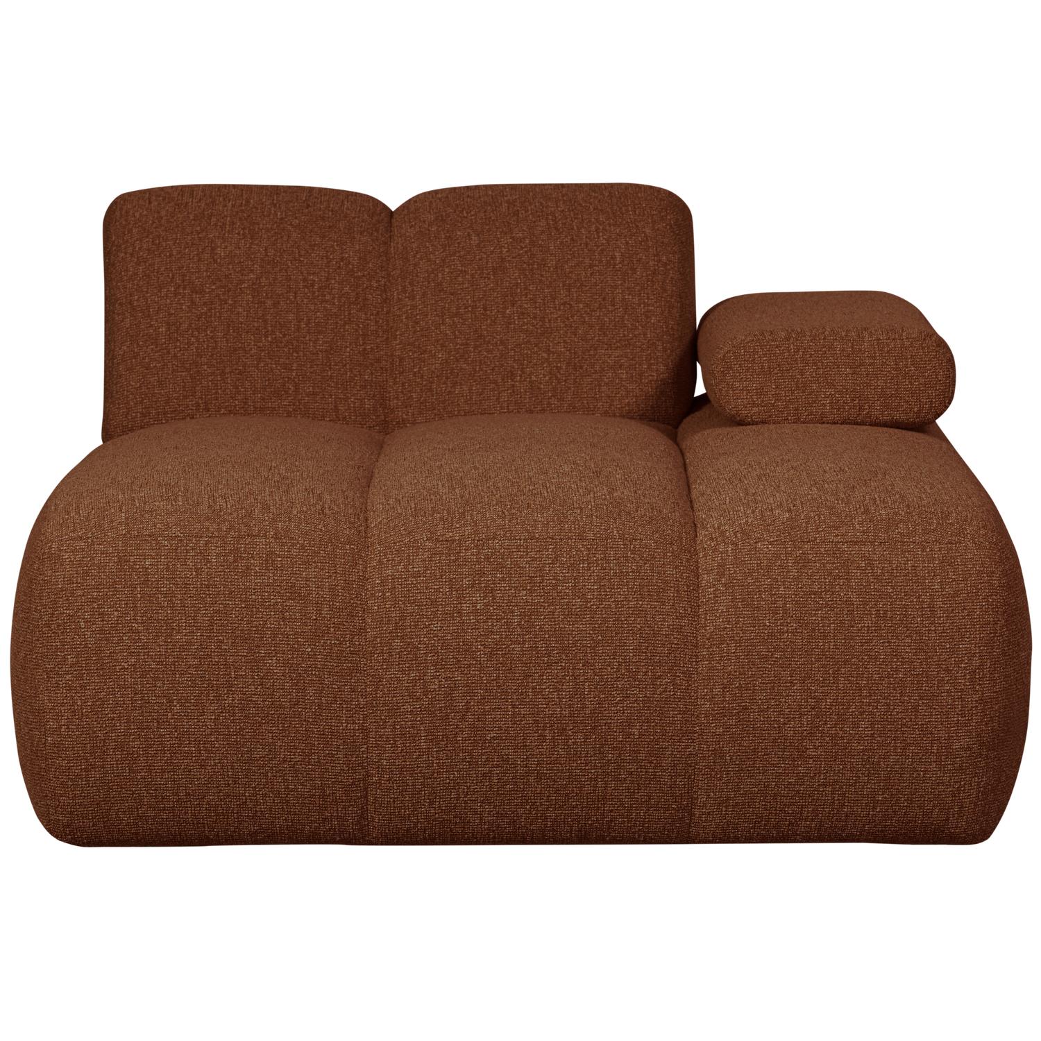 WOOOD Mojo Chaise Longue Elementenbank Rechts - Bouclé - Roest Bruin