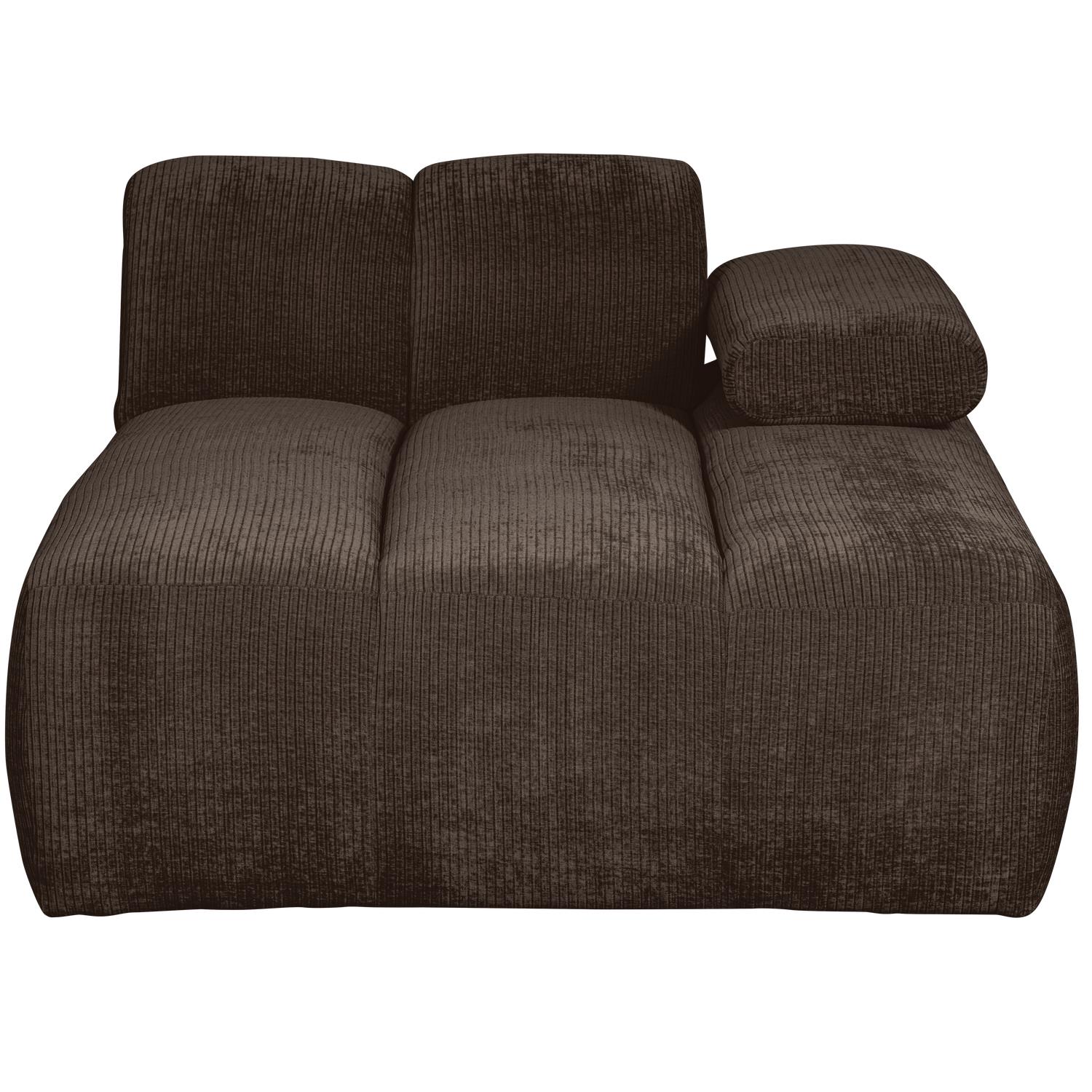 WOOOD Mojo Chaise Longue Elementenbank Rechts - Ribstof - Bruin