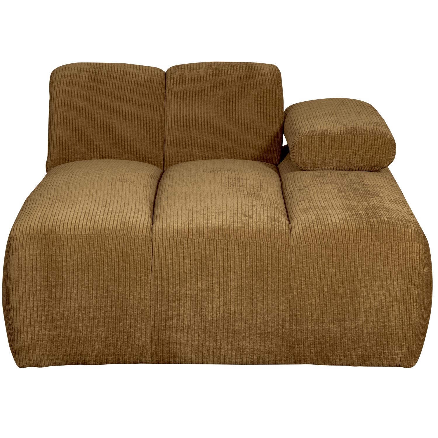 WOOOD Mojo Chaise Longue Elementenbank Rechts - Ribstof - Honing Geel