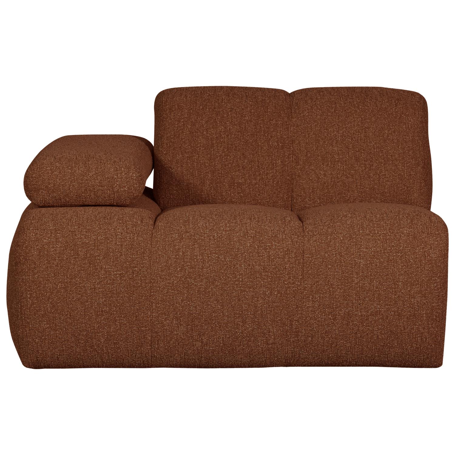 WOOOD Mojo 1-Zits Bank Met Arm Links - Bouclé - Roest Bruin Melange