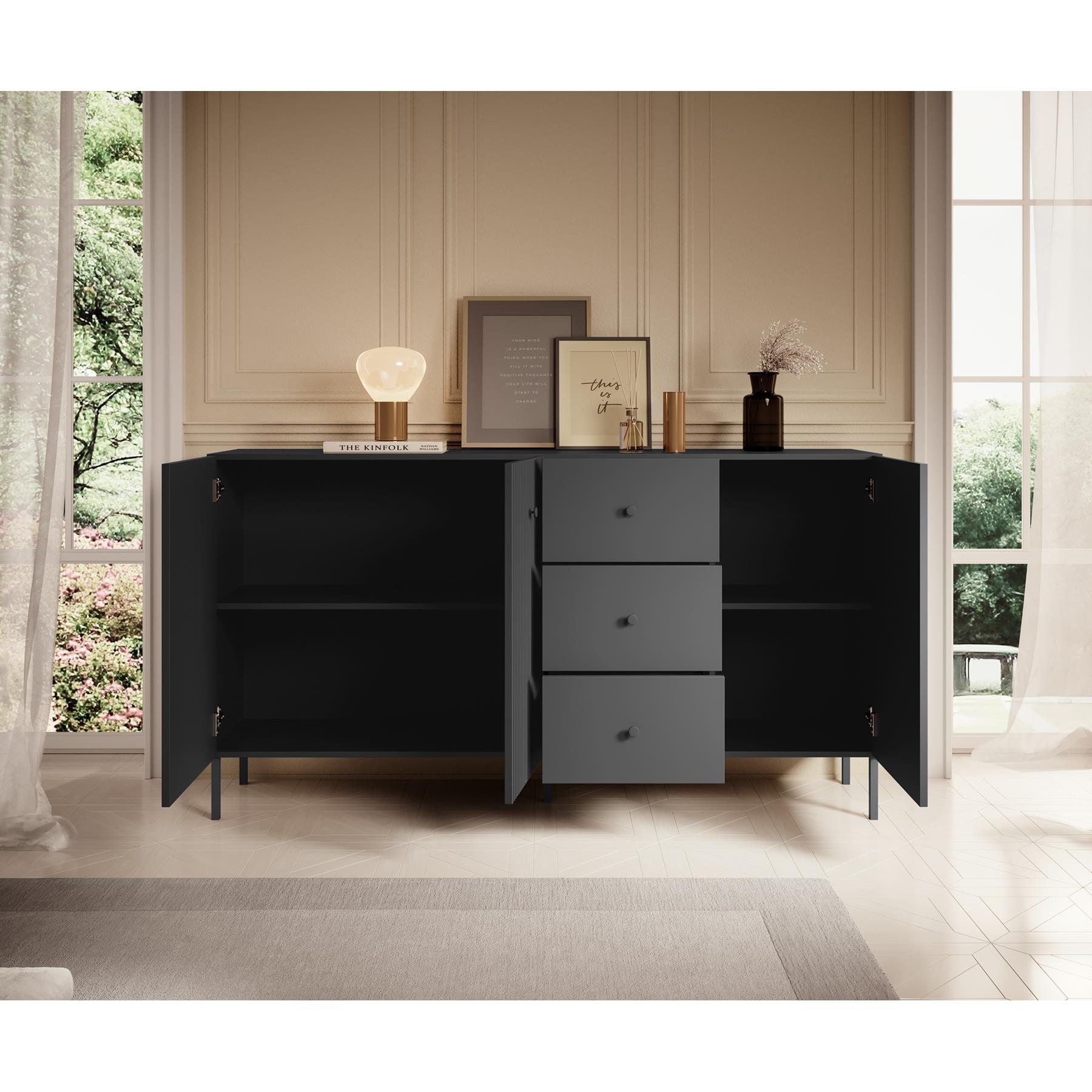 Meubella Dressoir Vermont - Antraciet - 180 cm