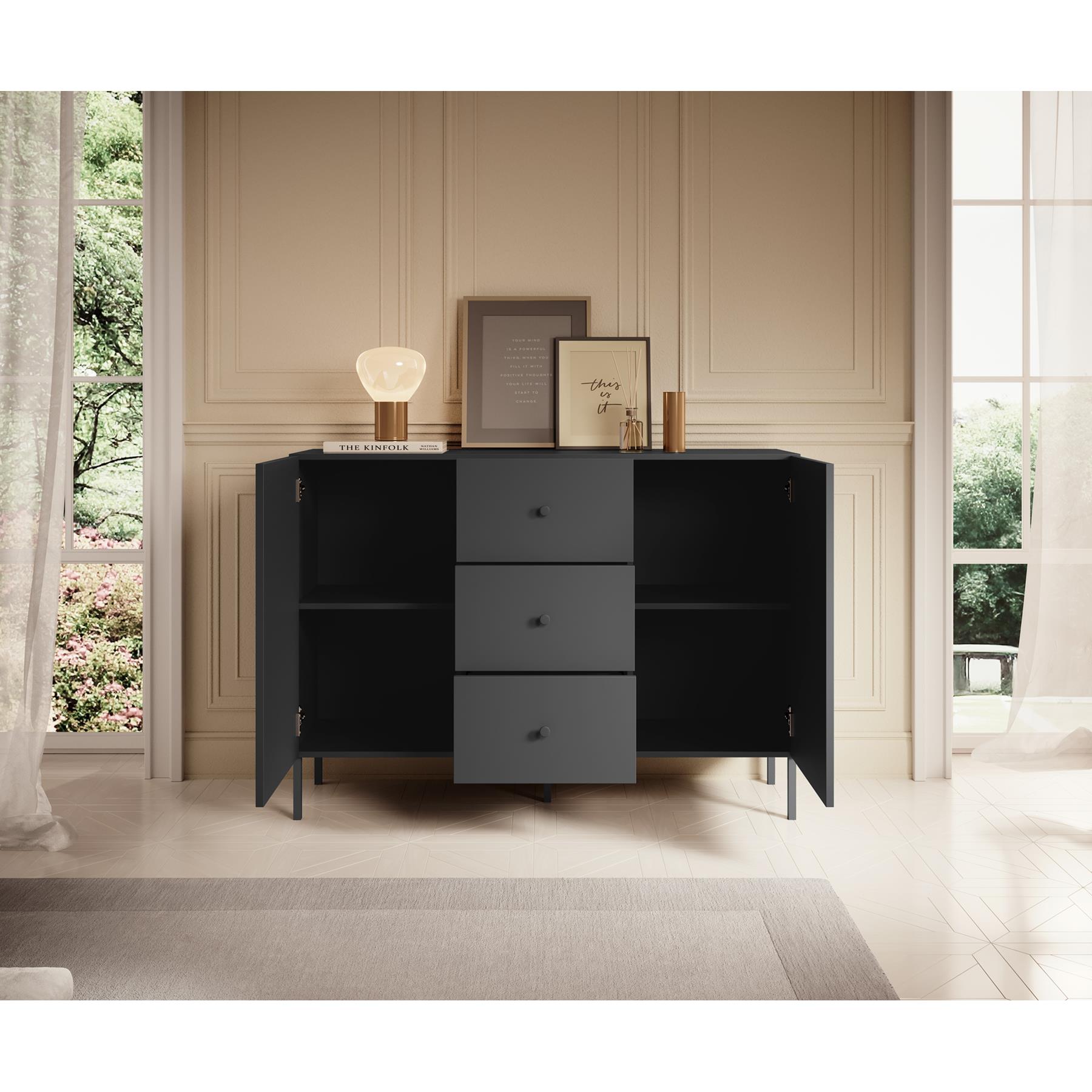 Meubella Dressoir Vermont - Antraciet - 135 cm