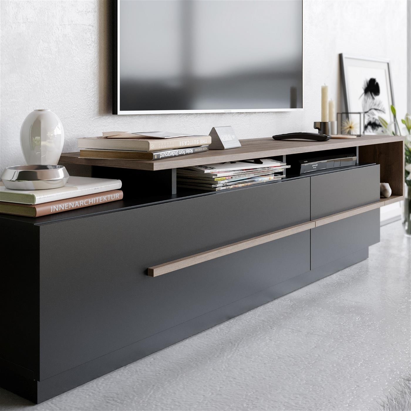 Giga Meubel - Tv-Meubel Rechthoek - Zwart - 180x39x46,4cm - Pia