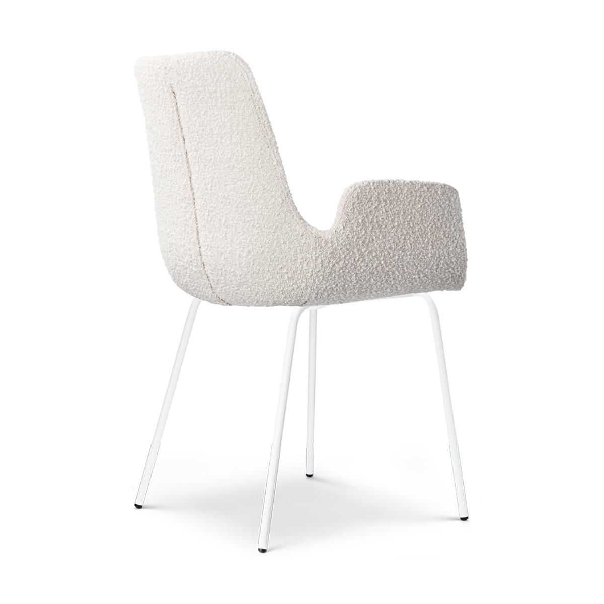 Nolon Nora-Eef Eetkamerstoelen Set van 2 - Bouclé Beige - Witte Poten