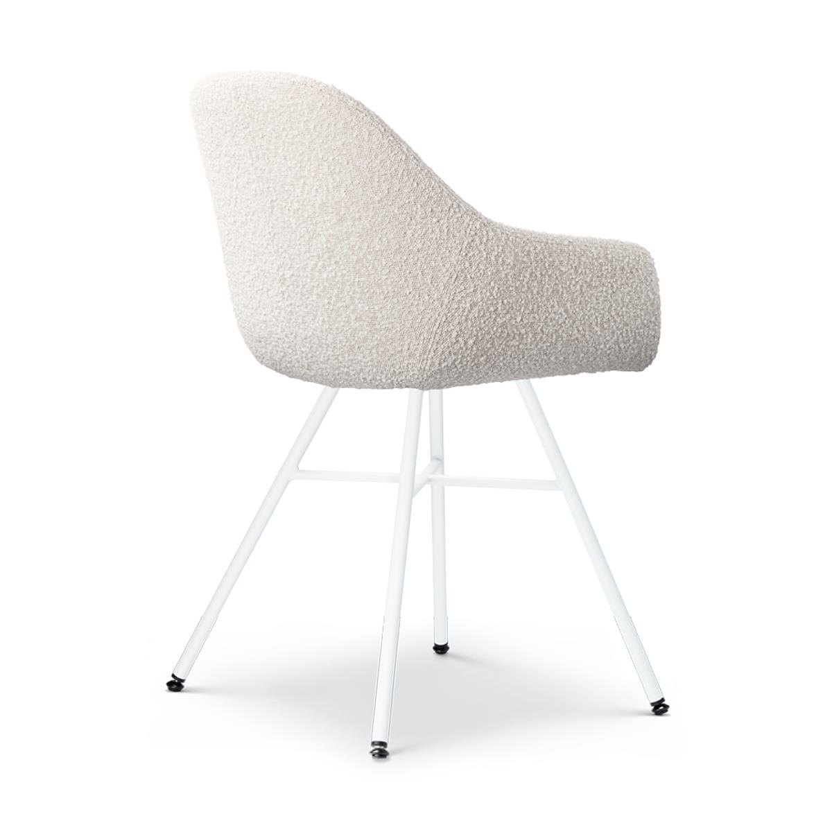 Nolon Noa-Mae Eetkamerstoelen Set van 2 - Bouclé Beige - Witte Poten