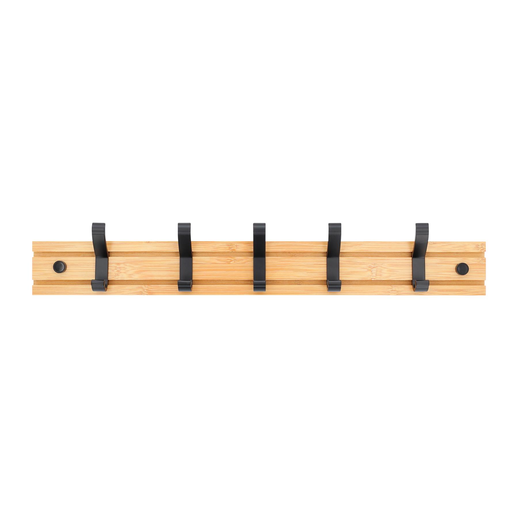 QUVIO Kapstok Bamboo verschuifbare haken hout